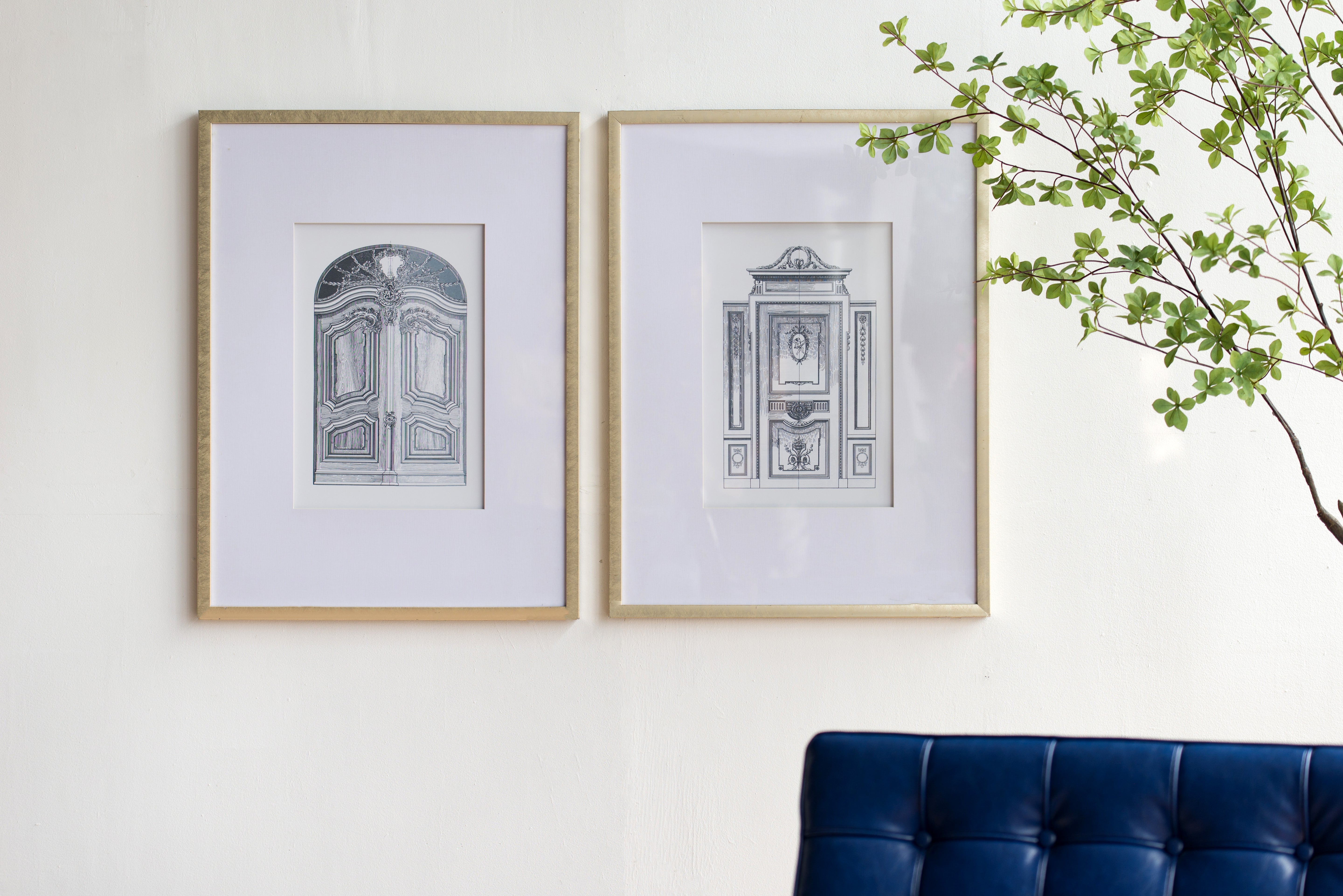 Laurel Architectural Sketch Wall Art Set of 2