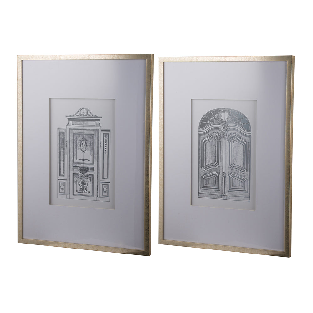 Laurel Architectural Sketch Wall Art Set of 2