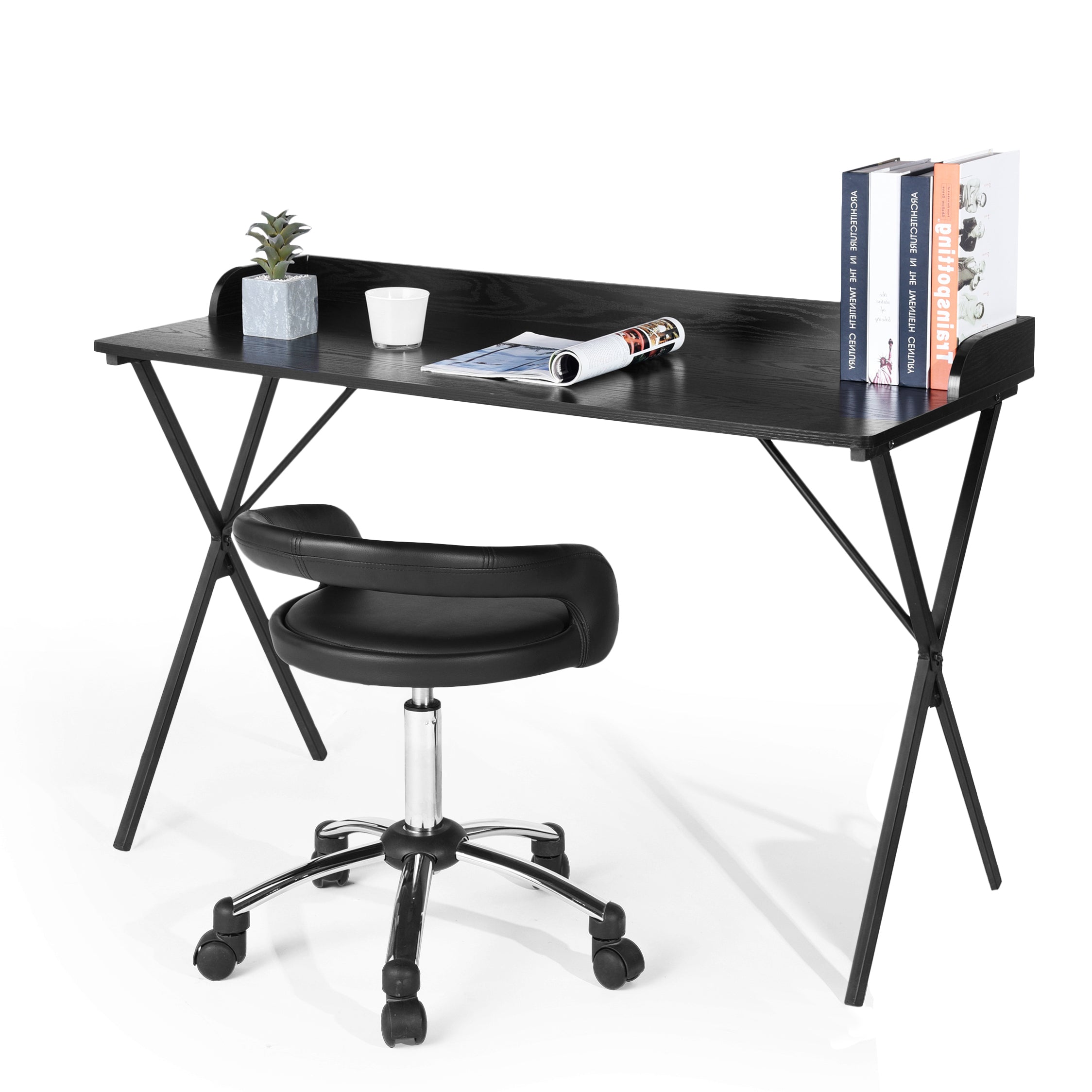 Homy Casa AVA 47.2” X-Shape Black Wood Home Office Desk – HomyCasa