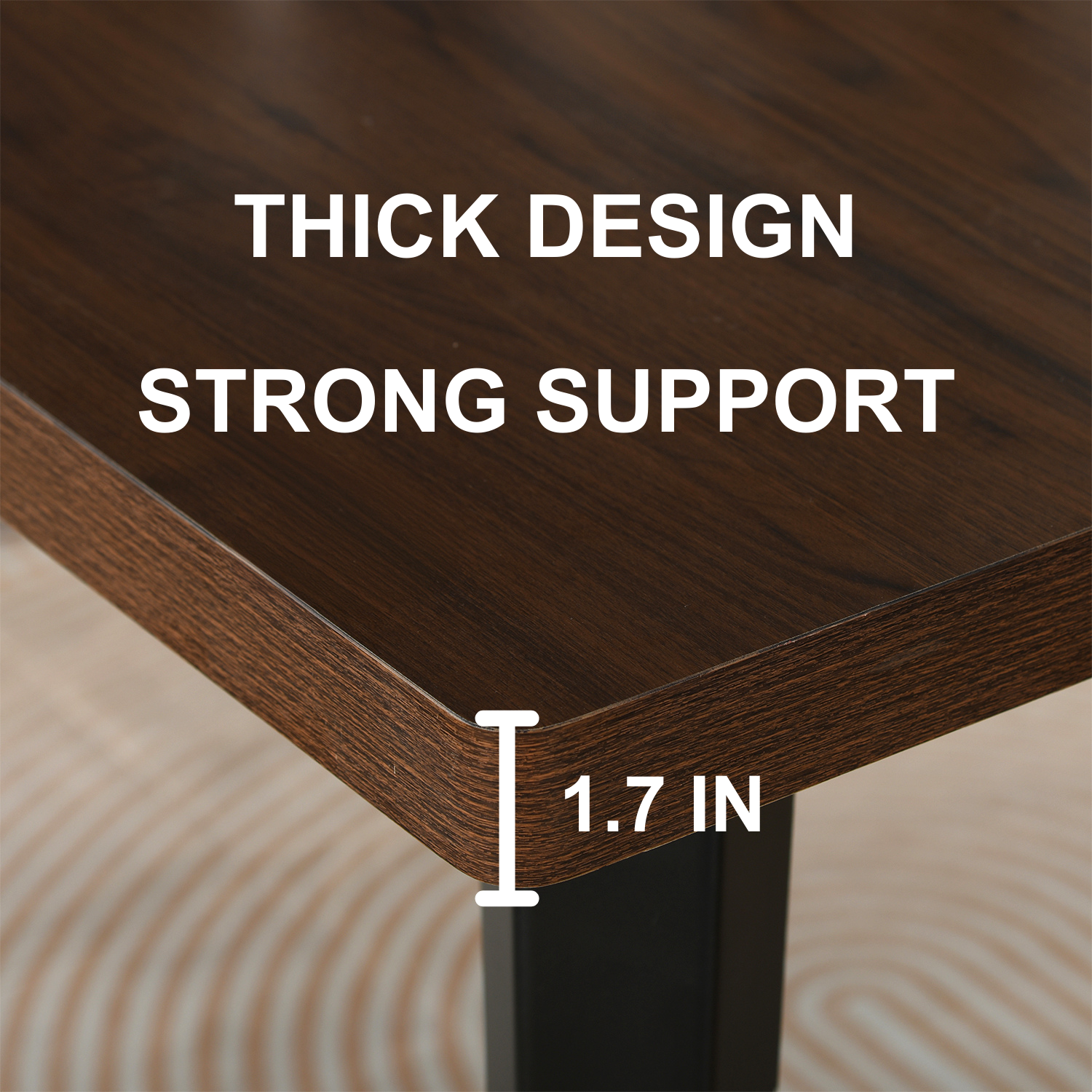 Homy Casa Stan 5 Piece Walnut Dining Table Set 63” Table with 4 California Beige Upholstered Chairs