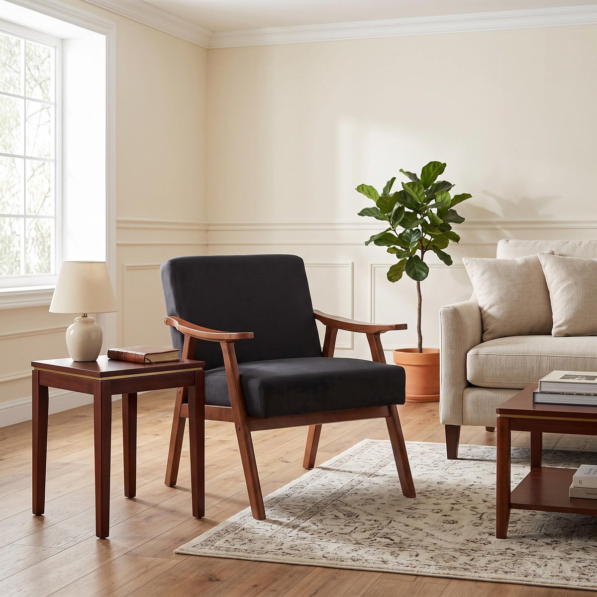 Homy Casa Aden Mid Century Modern Velvet Accent Chair for Living Room Open Box