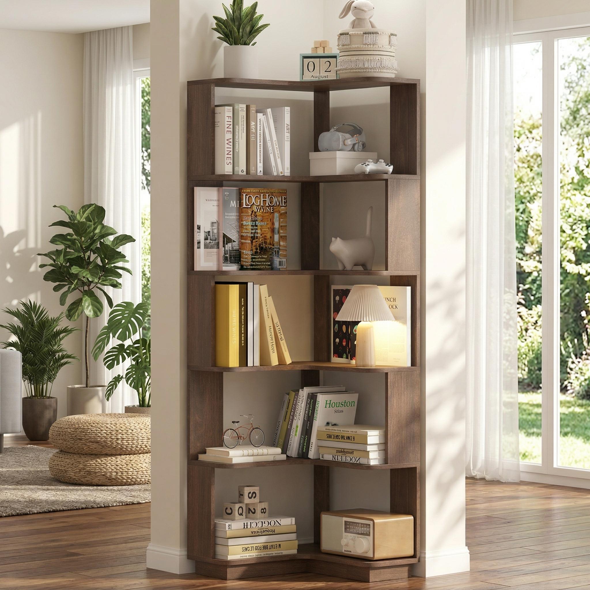 Agora 65" 6-Tier L-Shaped Corner Bookshelf