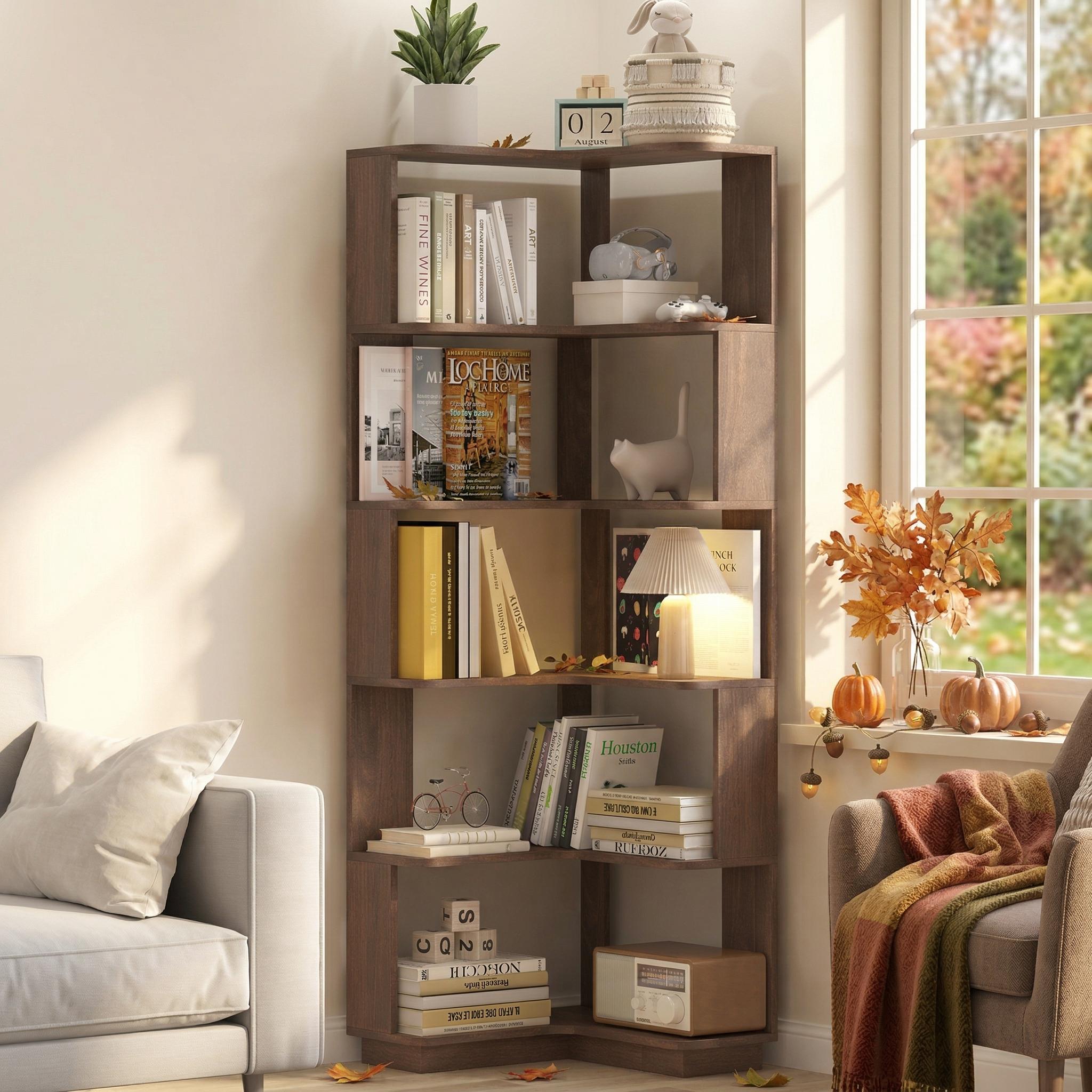 Agora 65" 6-Tier L-Shaped Corner Bookshelf