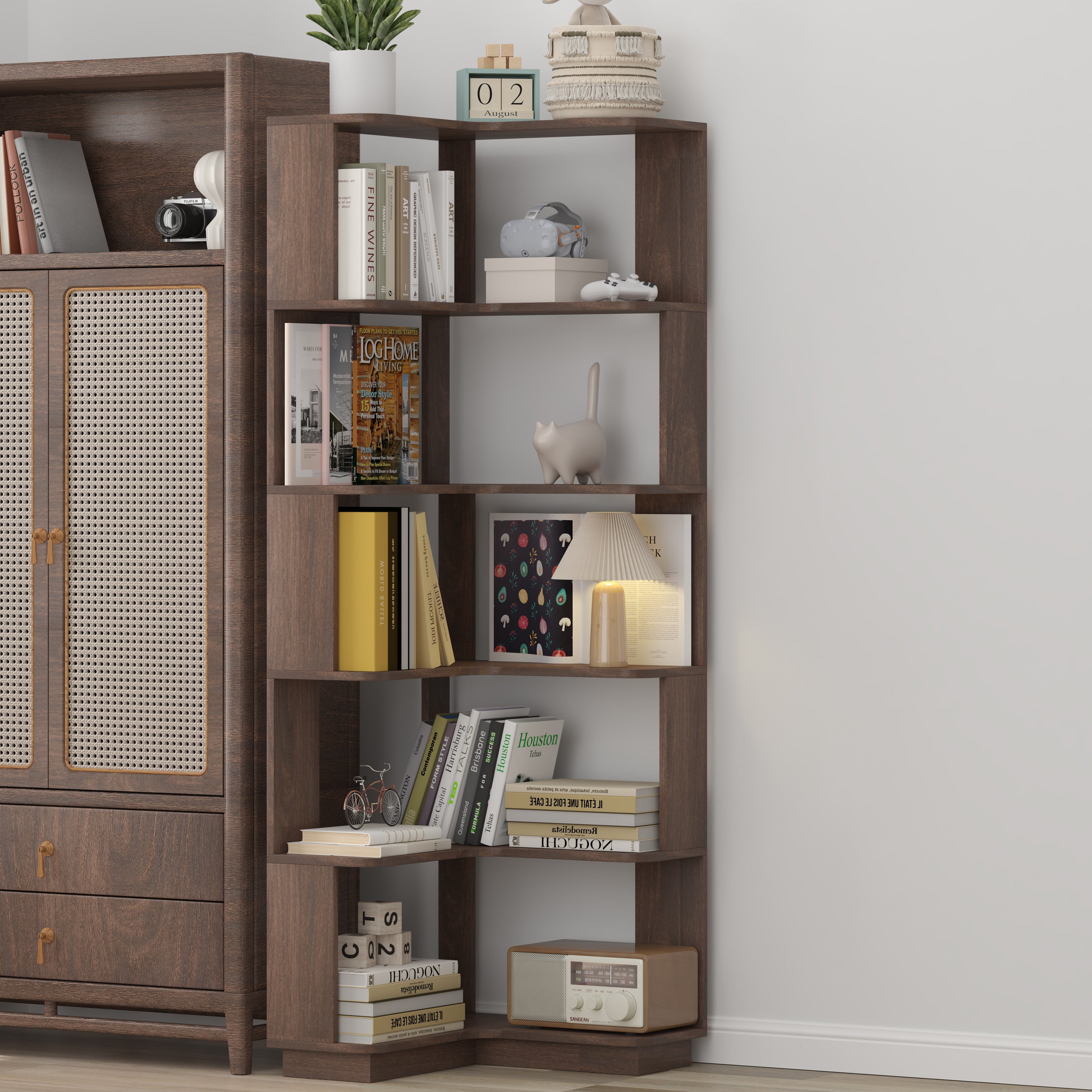 Agora 65" 6-Tier L-Shaped Corner Bookshelf