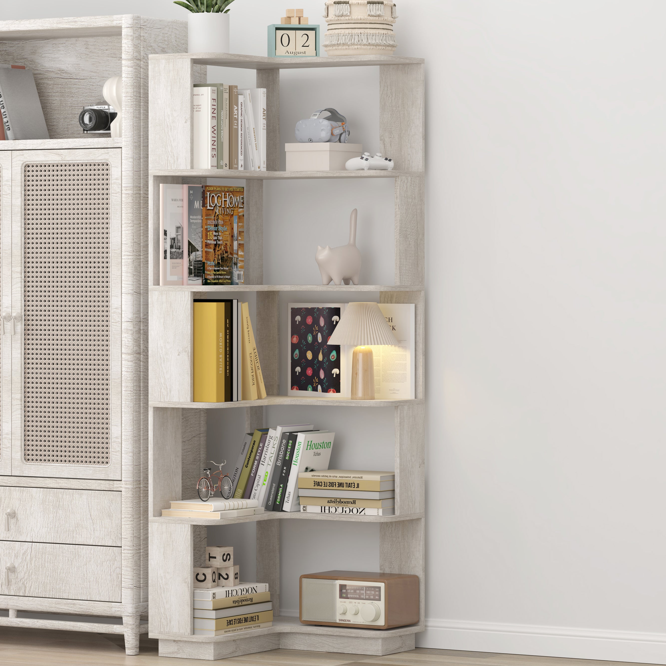Agora 65" 6-Tier L-Shaped Corner Bookshelf