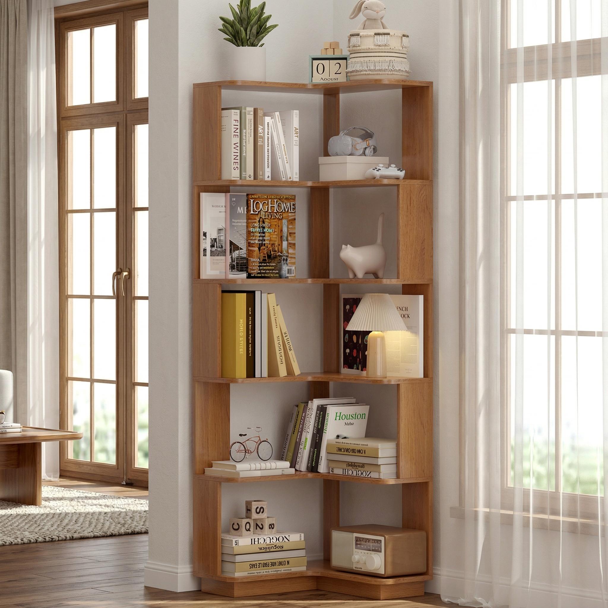 Agora 65" 6-Tier L-Shaped Corner Bookshelf