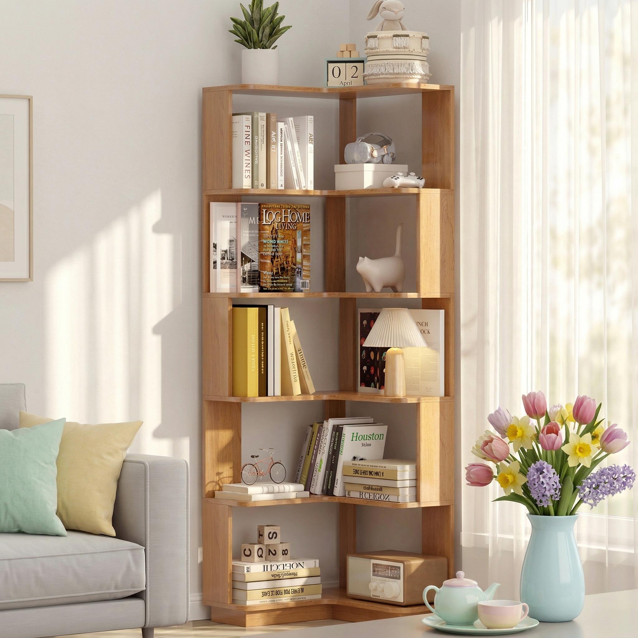 Agora 65" 6-Tier L-Shaped Corner Bookshelf