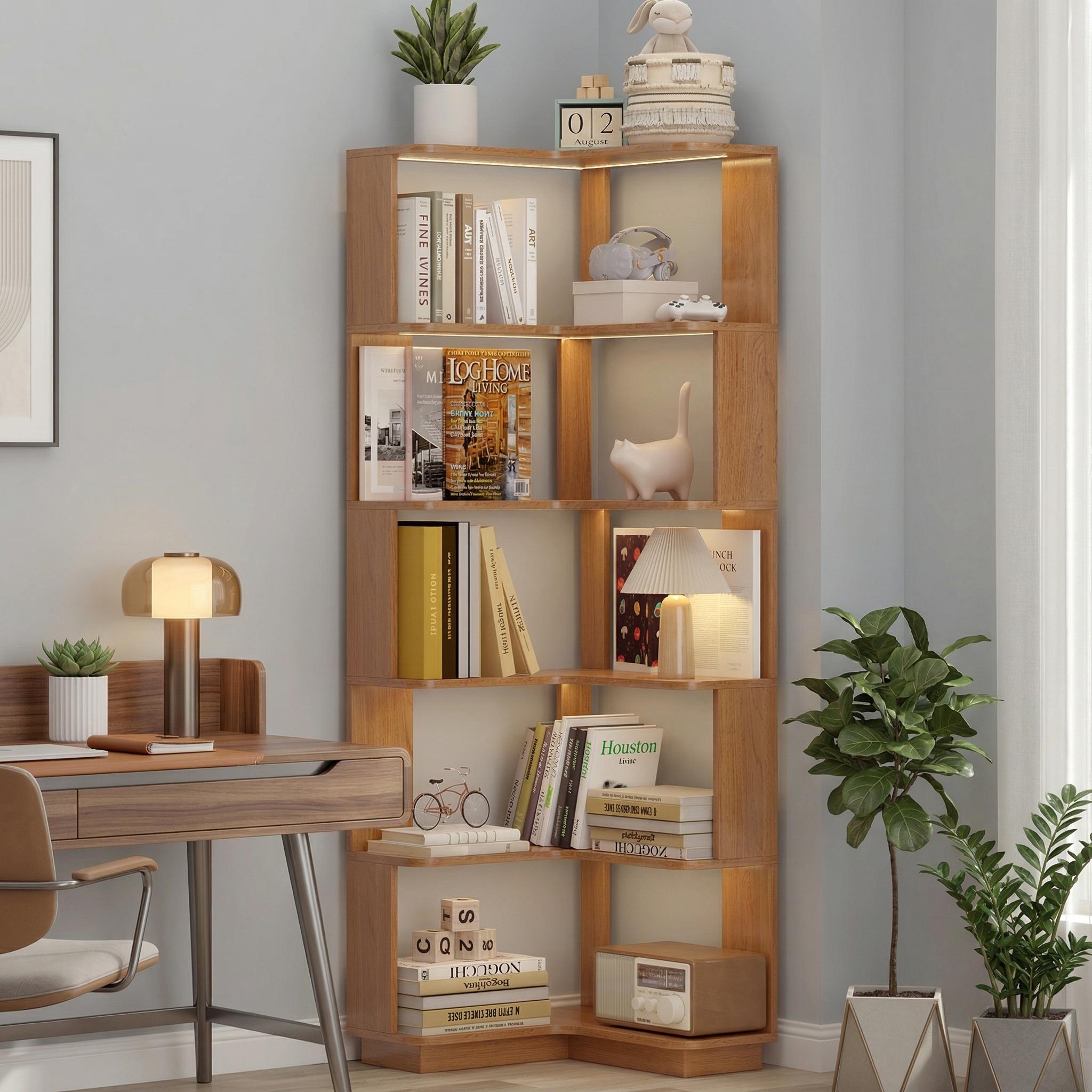 Agora 65" 6-Tier L-Shaped Corner Bookshelf