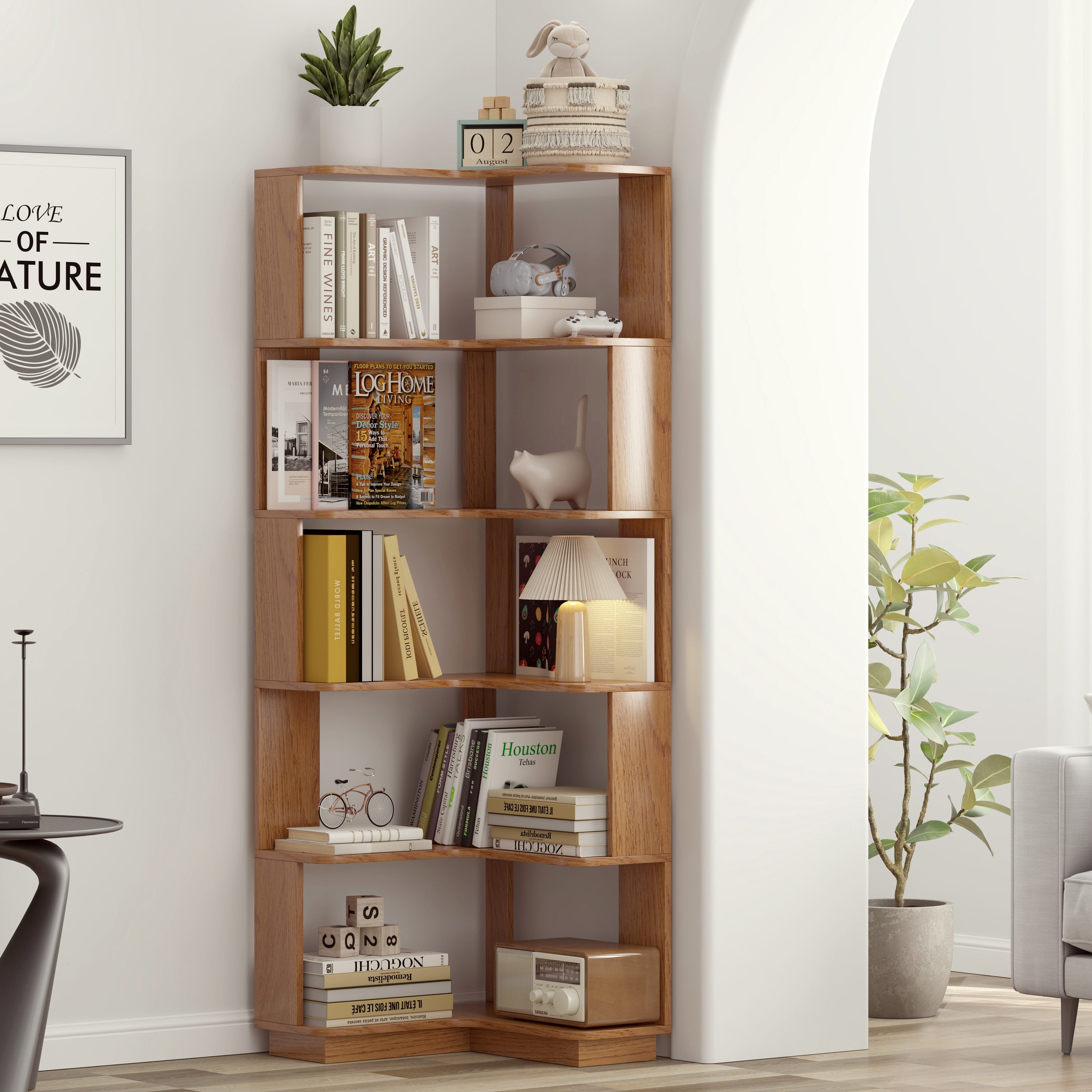 Agora 65" 6-Tier L-Shaped Corner Bookshelf