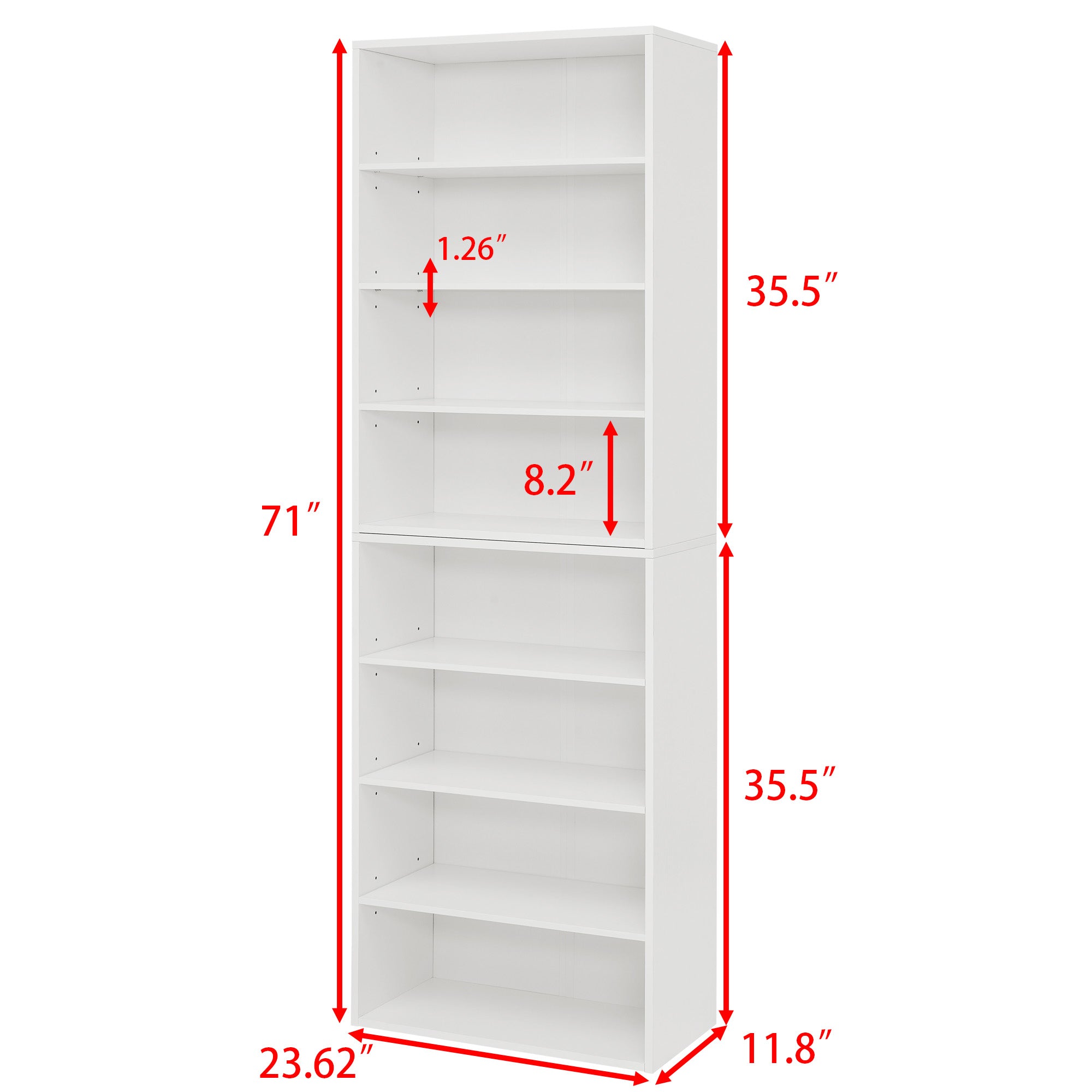 Alcove 71" 8-Tier Bookshelf Display Stand with Convertible Two-Tower Design
