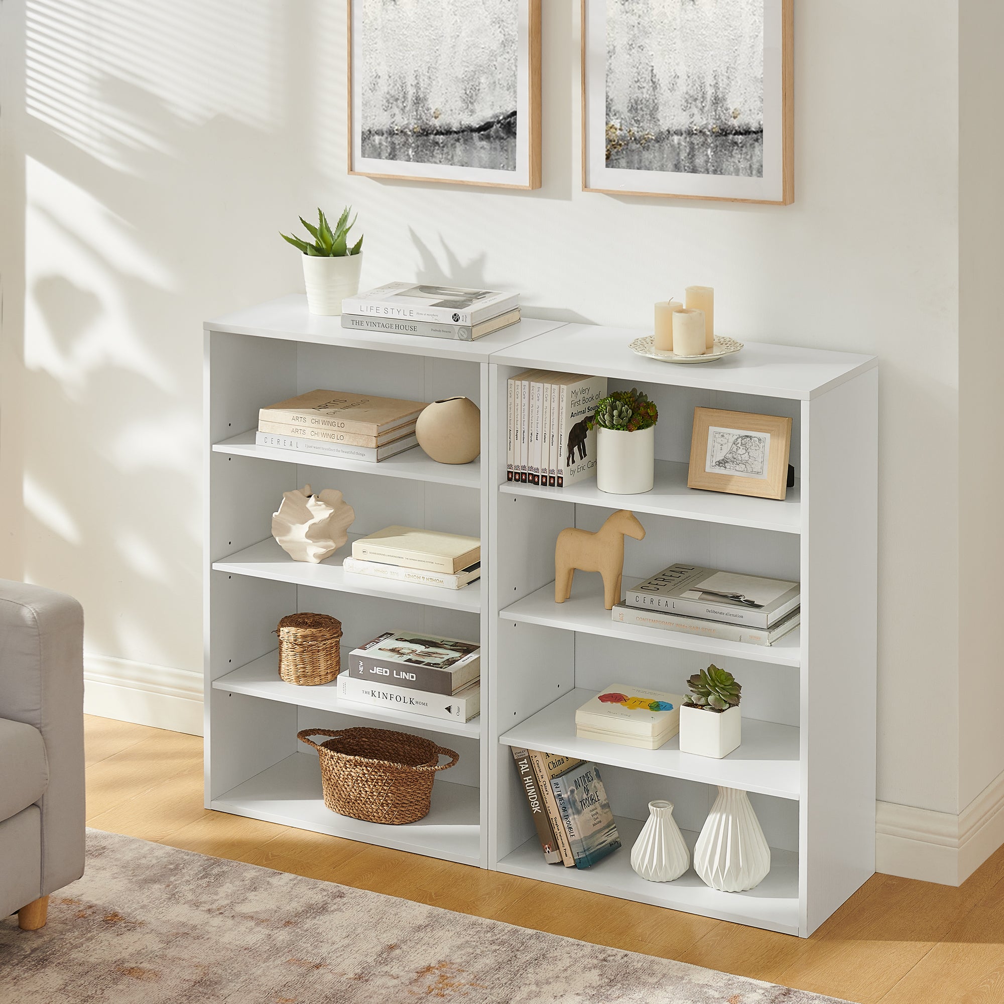 Alcove 71" 8-Tier Bookshelf Display Stand with Convertible Two-Tower Design
