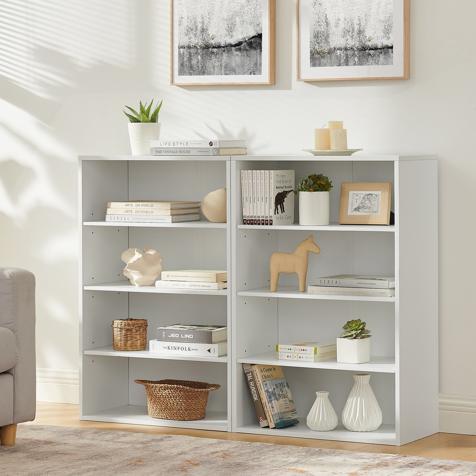 Alcove 71" 8-Tier Bookshelf Display Stand with Convertible Two-Tower Design
