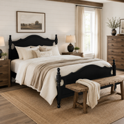 Amelie Full Solid Pine Wood Platform Bed with Scalloped Headboard