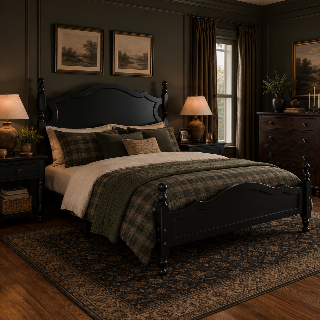 Amelie Full Solid Pine Wood Platform Bed with Scalloped Headboard