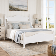 Amelie Full Solid Pine Wood Platform Bed with Scalloped Headboard