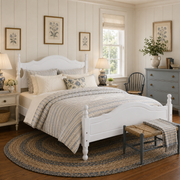Amelie Queen Solid Pine Wood Platform Bed with Scalloped Headboard