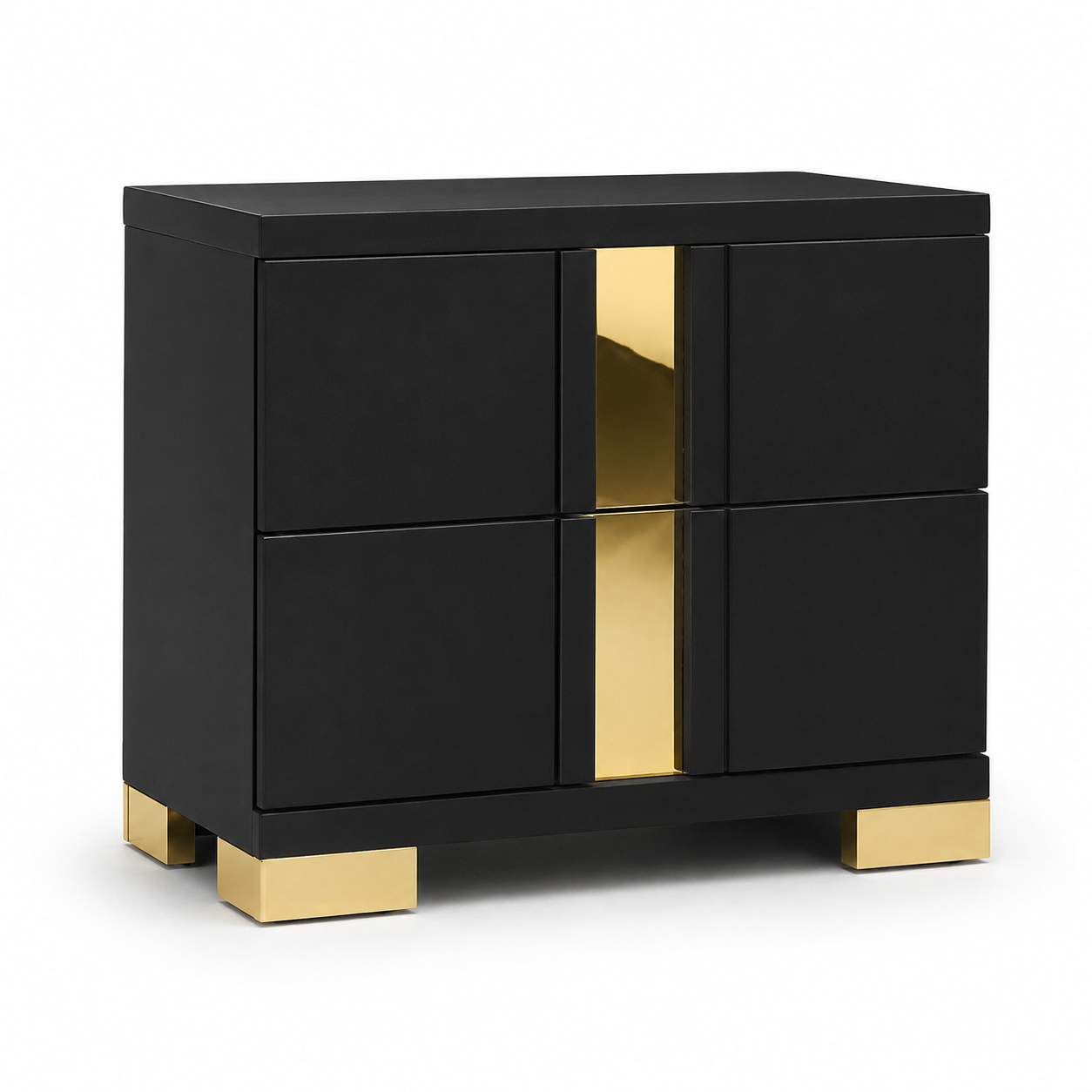 Annelise 2-Drawer Nightstand with Gold Acrylic Trim