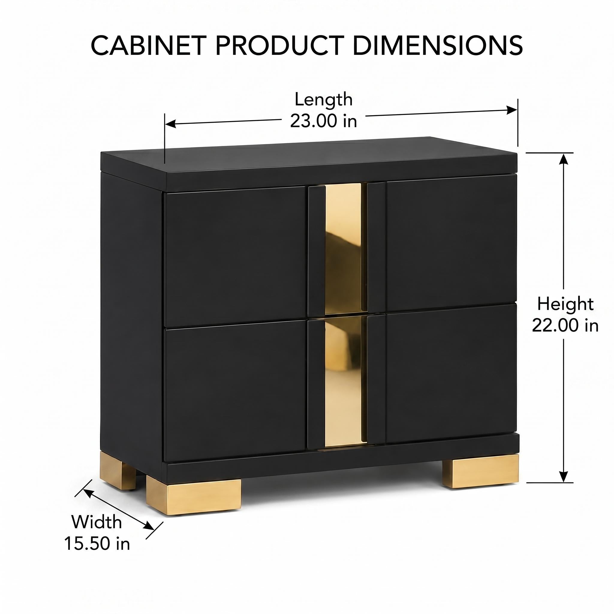 Annelise 2-Drawer Nightstand with Gold Acrylic Trim