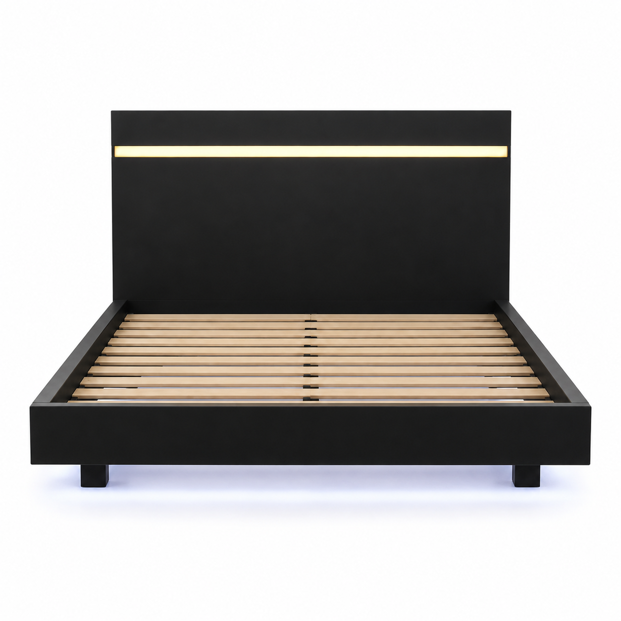Annelise Full Glam Platform Bed with Underbed LED and Gold Acrylic Trim Headboard