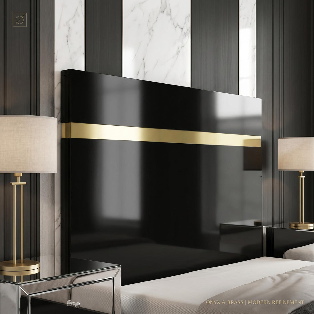 High-Gloss Black Headboard