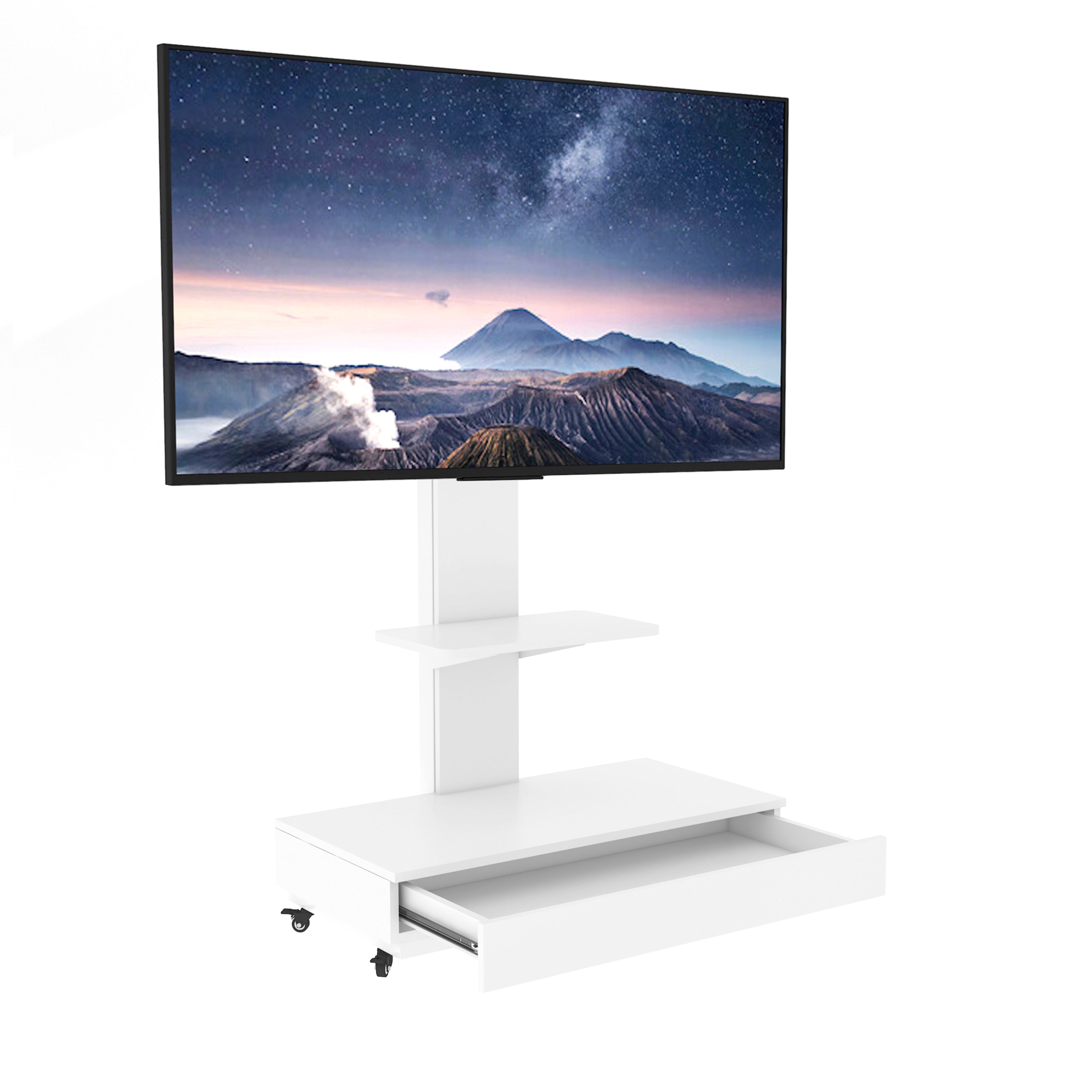 Aosta Mobile TV Stand for 32-75" TVs with Glass Shelf