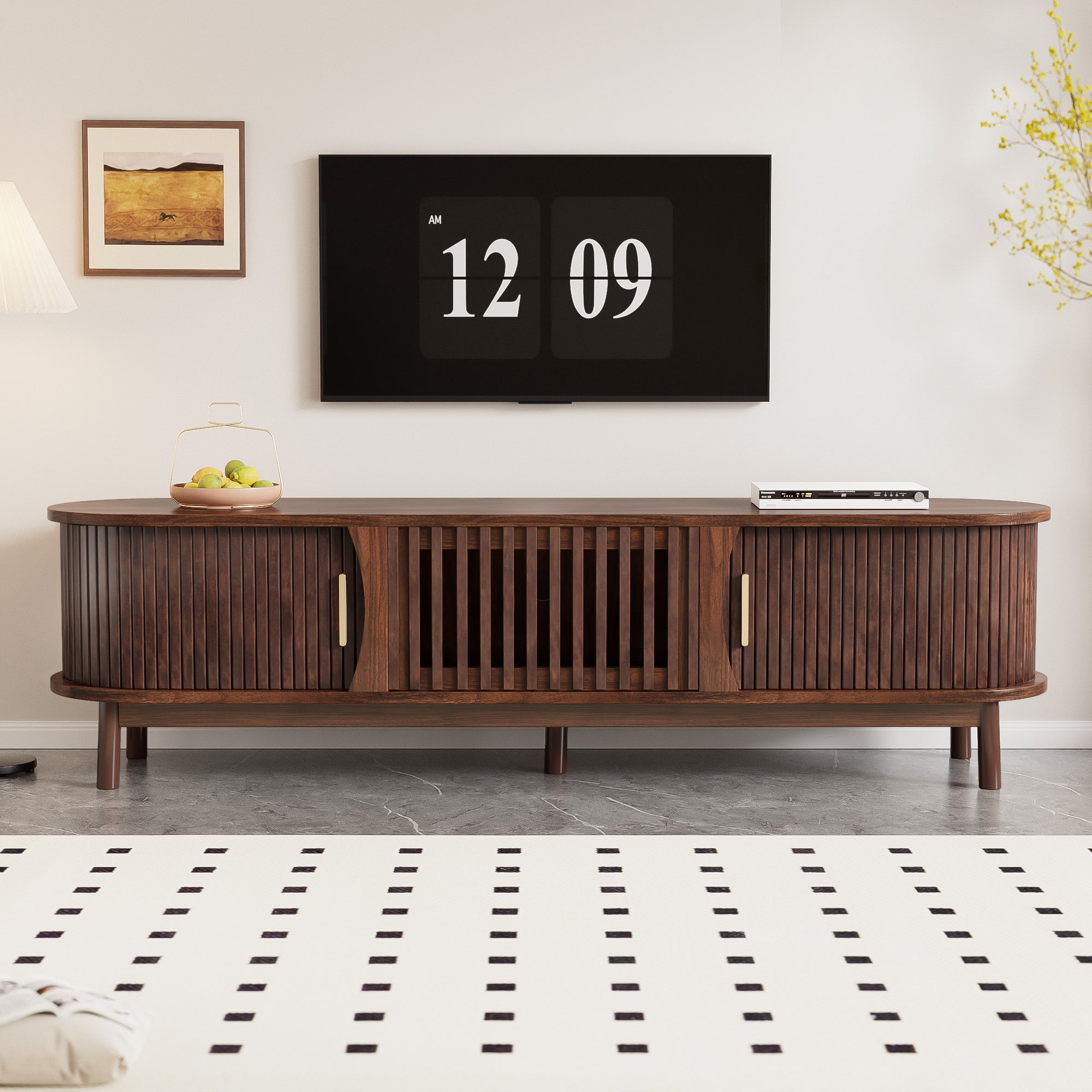 Apennine 75" Wood Modern Farmhouse TV Stand with Storage Cabinets