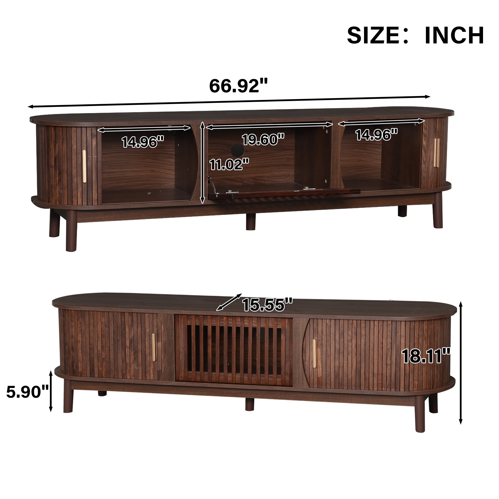 Apennine 75" Wood Modern Farmhouse TV Stand with Storage Cabinets