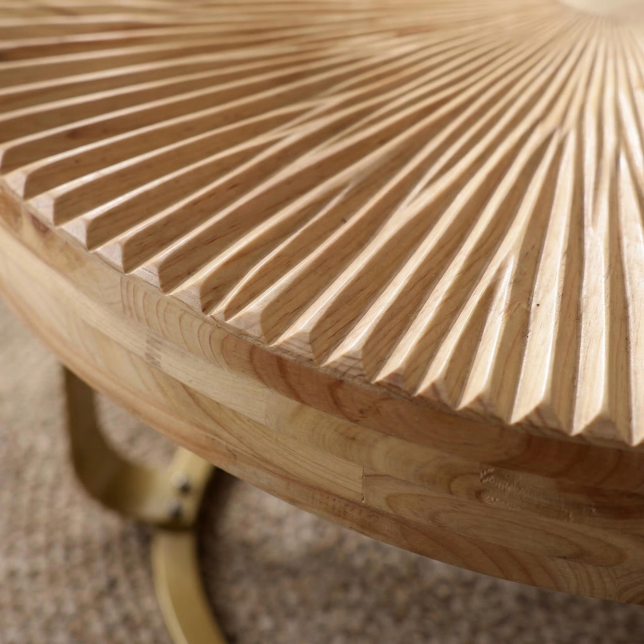 Asti 31.5" Round Carved Wood Coffee Table