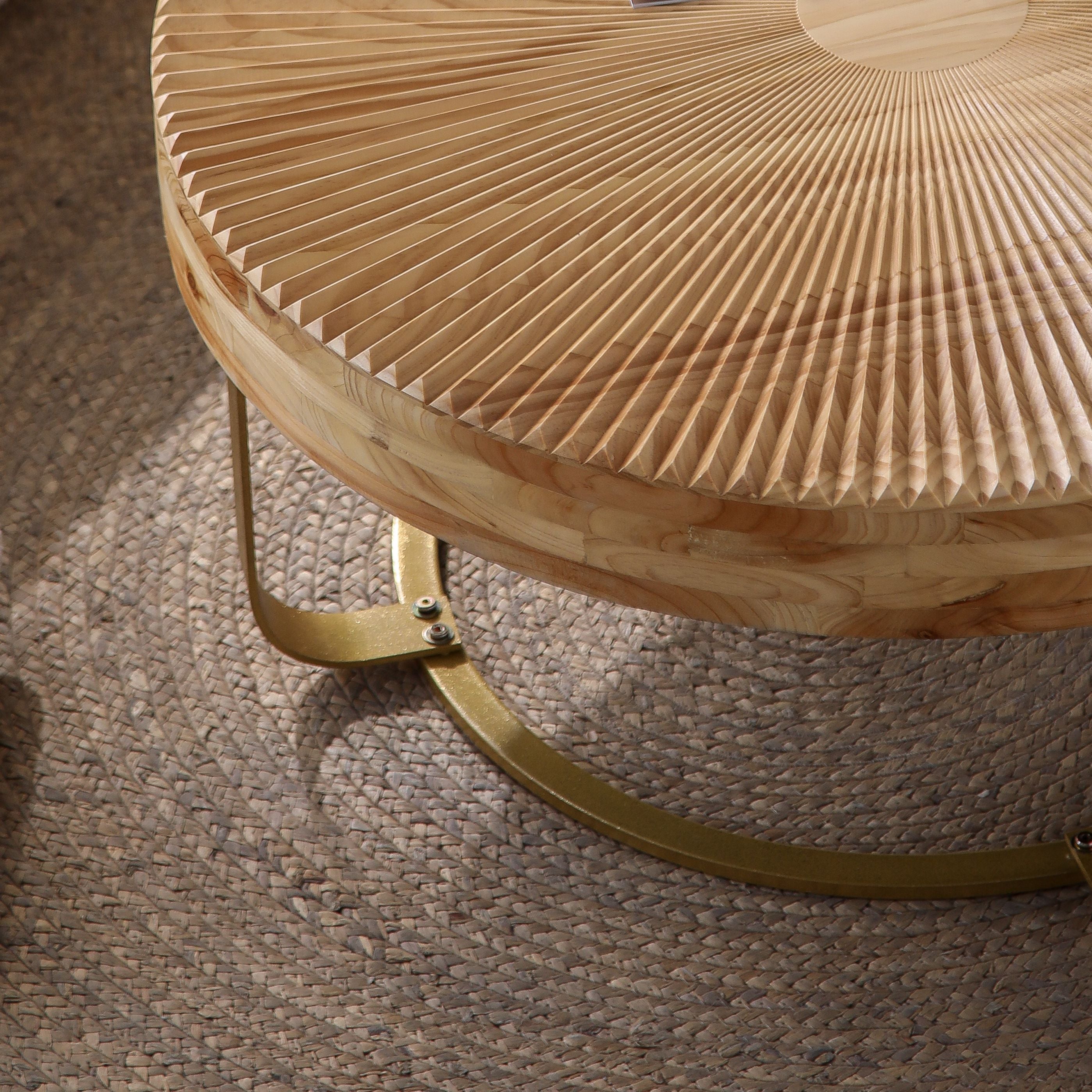 Asti 31.5" Round Carved Wood Coffee Table