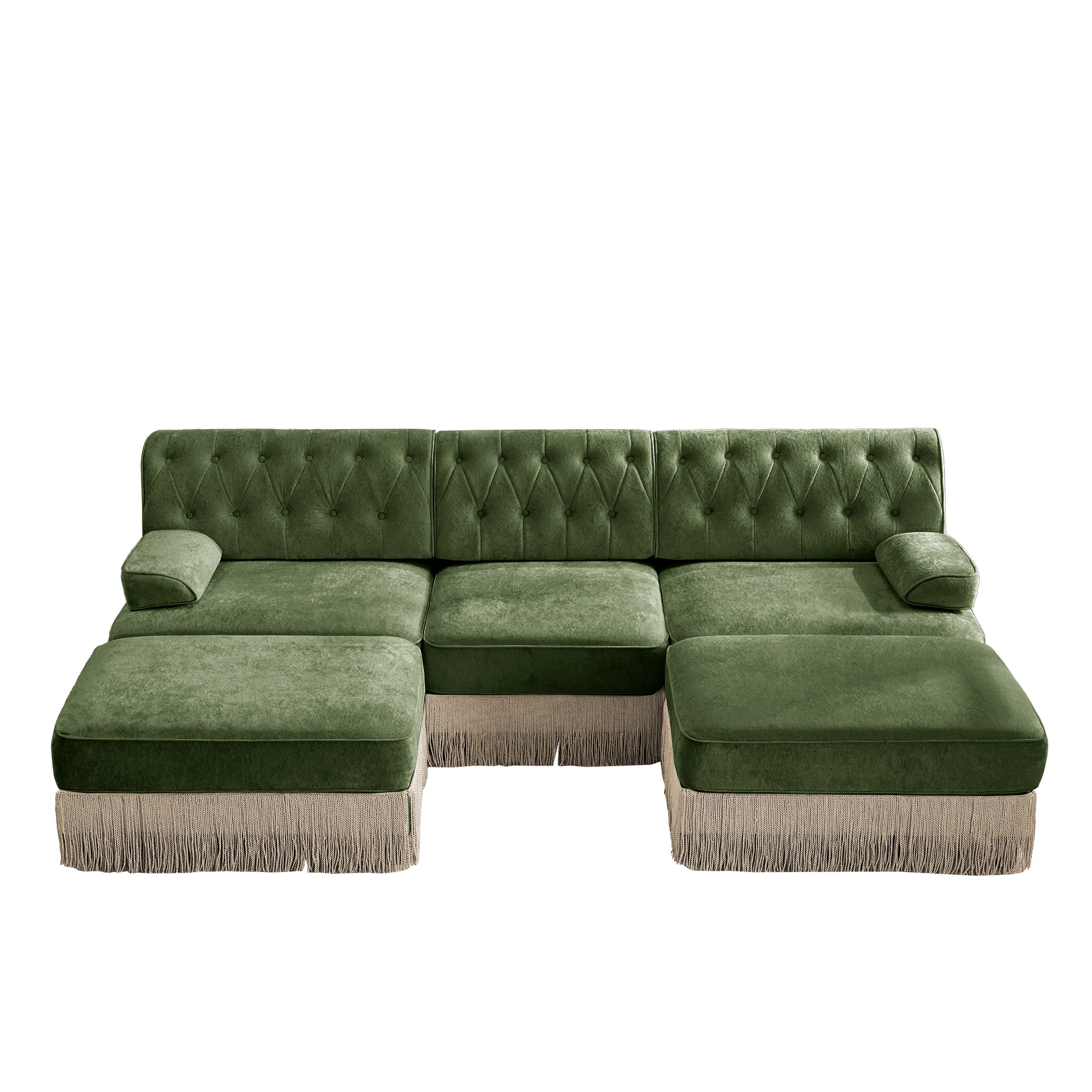 Austin 106" Tufted Velvet Modular 3-Seater U-Shaped Sectional Sofa with 2 Ottomans
