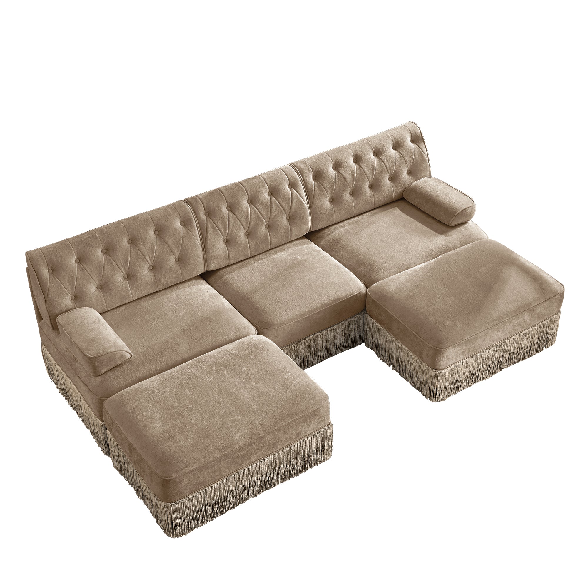 Austin 106" Tufted Velvet Modular 3-Seater U-Shaped Sectional Sofa with 2 Ottomans