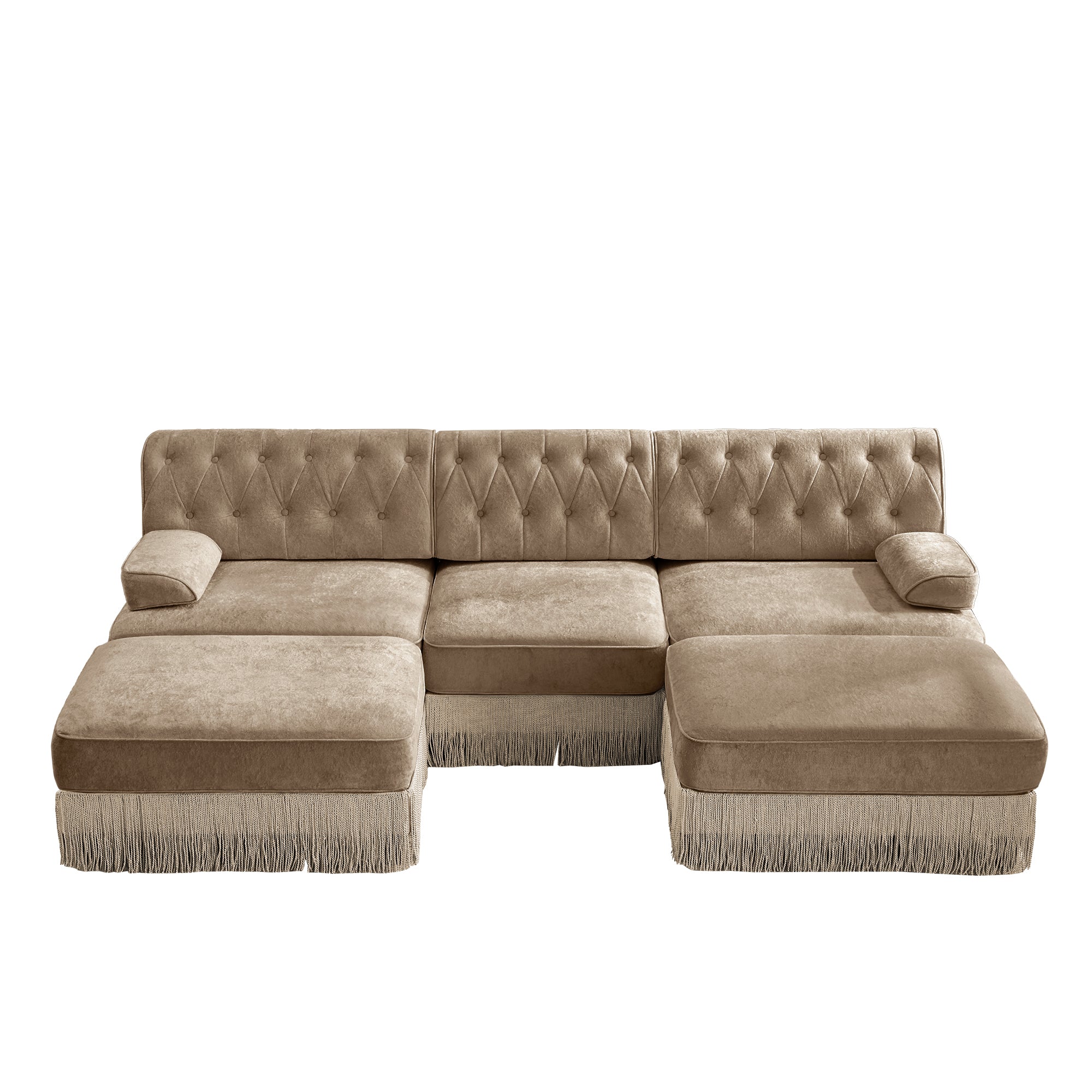 Austin 106" Tufted Velvet Modular 3-Seater U-Shaped Sectional Sofa with 2 Ottomans