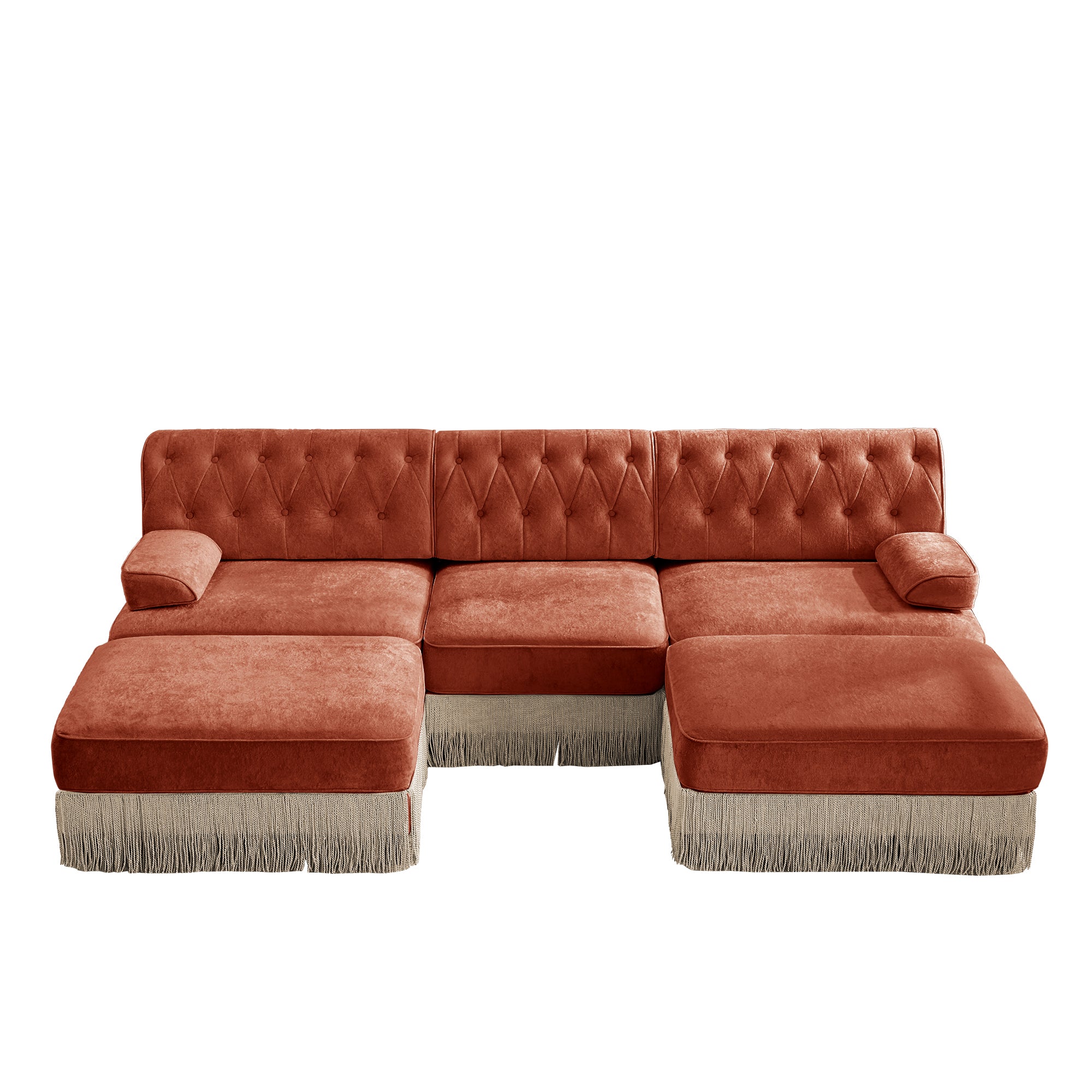 Austin 106" Tufted Velvet Modular 3-Seater U-Shaped Sectional Sofa with 2 Ottomans