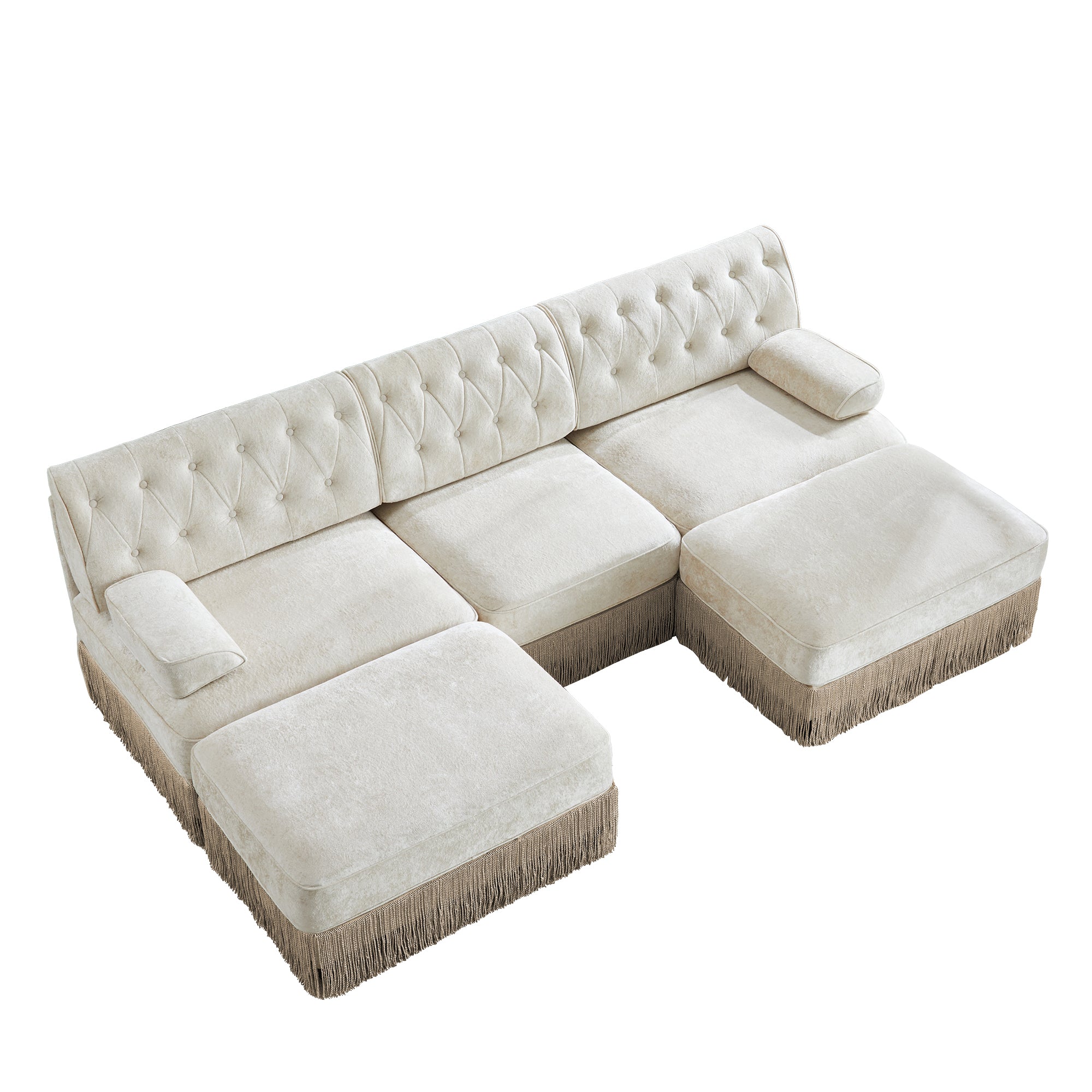 Austin 106" Tufted Velvet Modular 3-Seater U-Shaped Sectional Sofa with 2 Ottomans