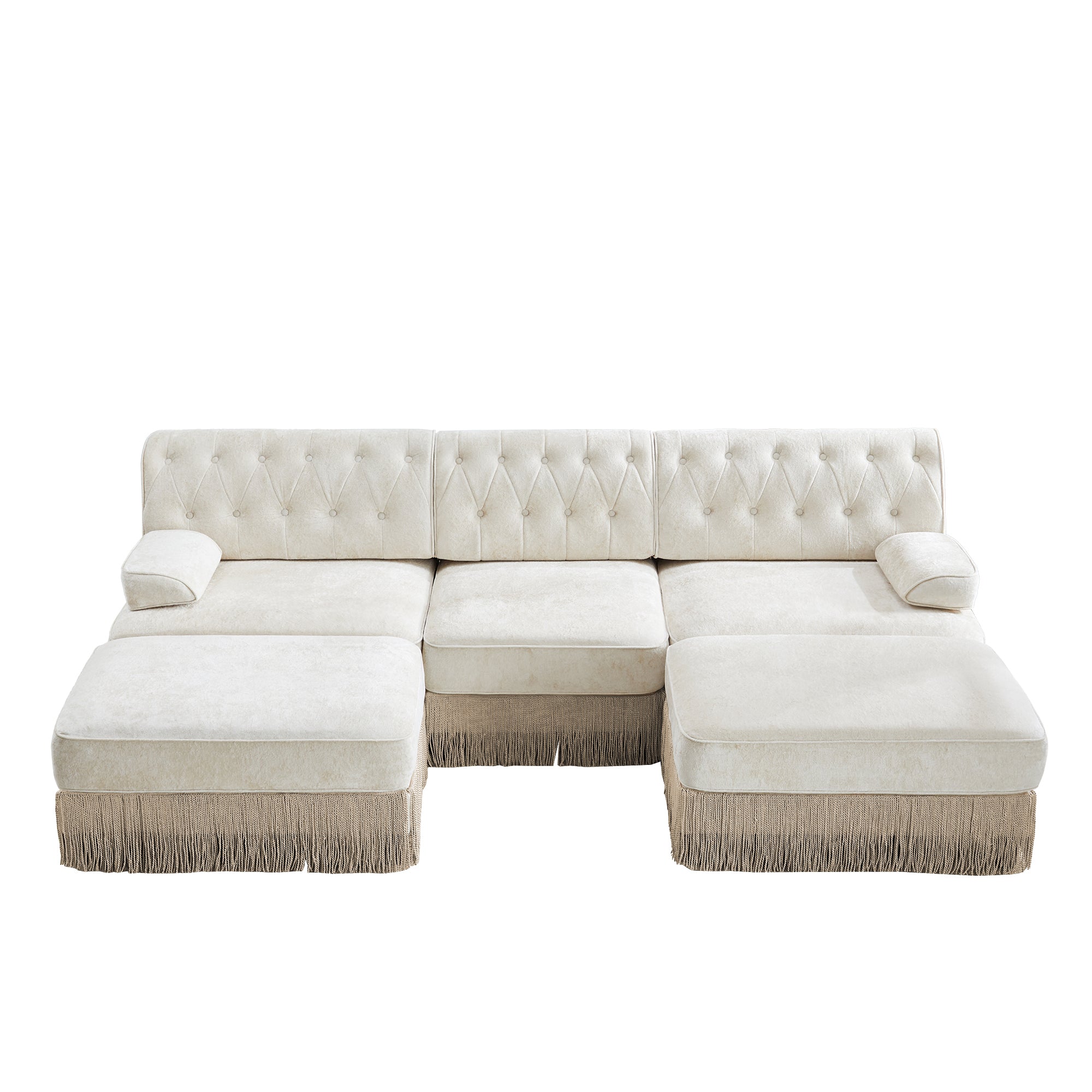 Austin 106" Tufted Velvet Modular 3-Seater U-Shaped Sectional Sofa with 2 Ottomans