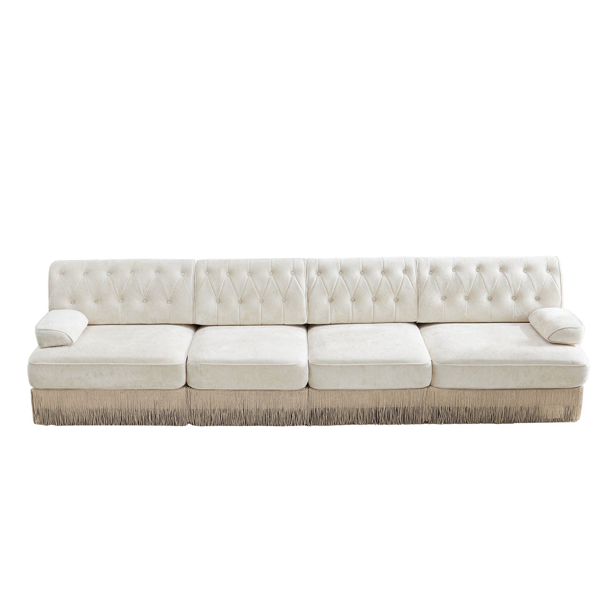 Austin 136" Tufted Velvet 4-Seater Modular Sofa with Fringe Skirt Base
