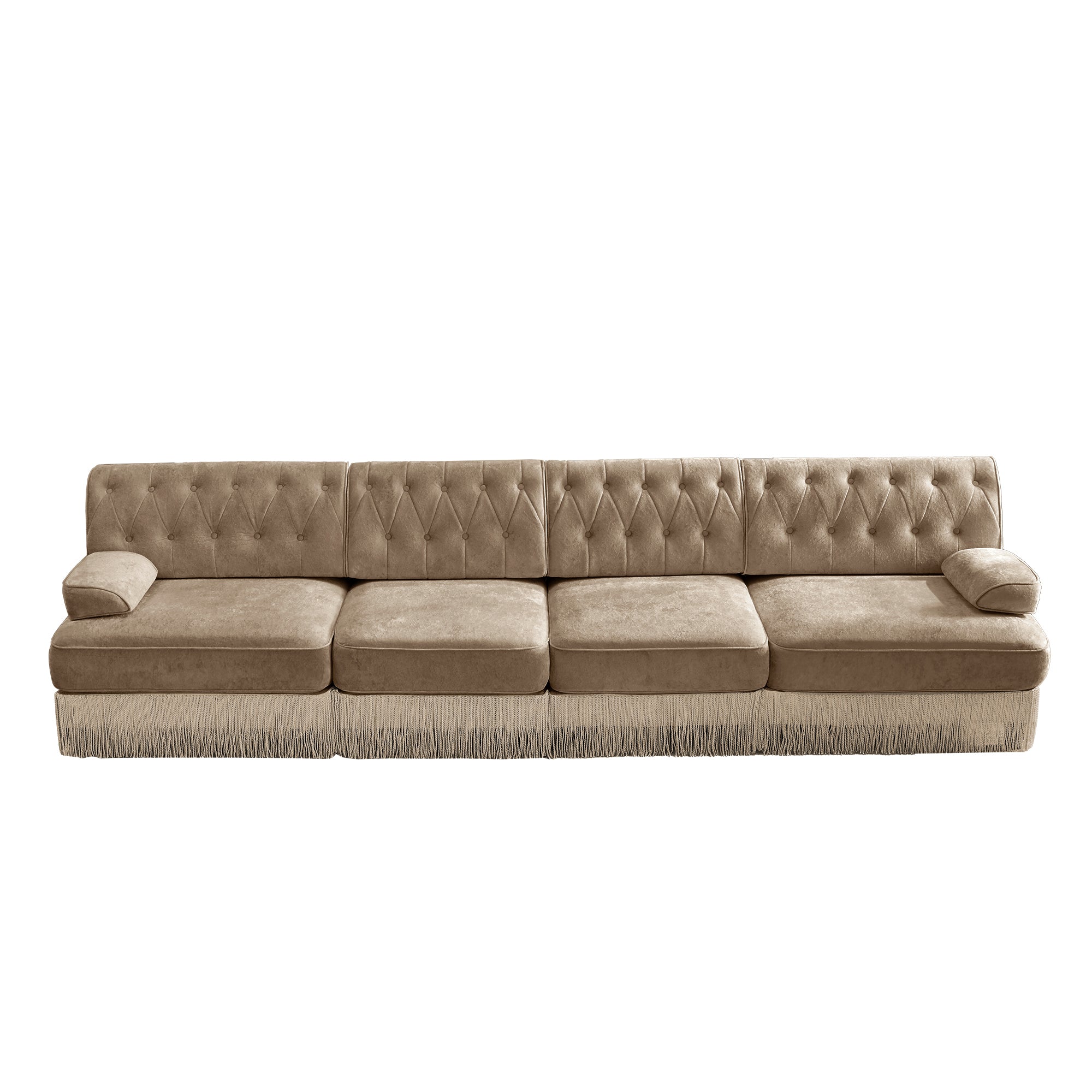 Austin 136" Tufted Velvet 4-Seater Modular Sofa with Fringe Skirt Base