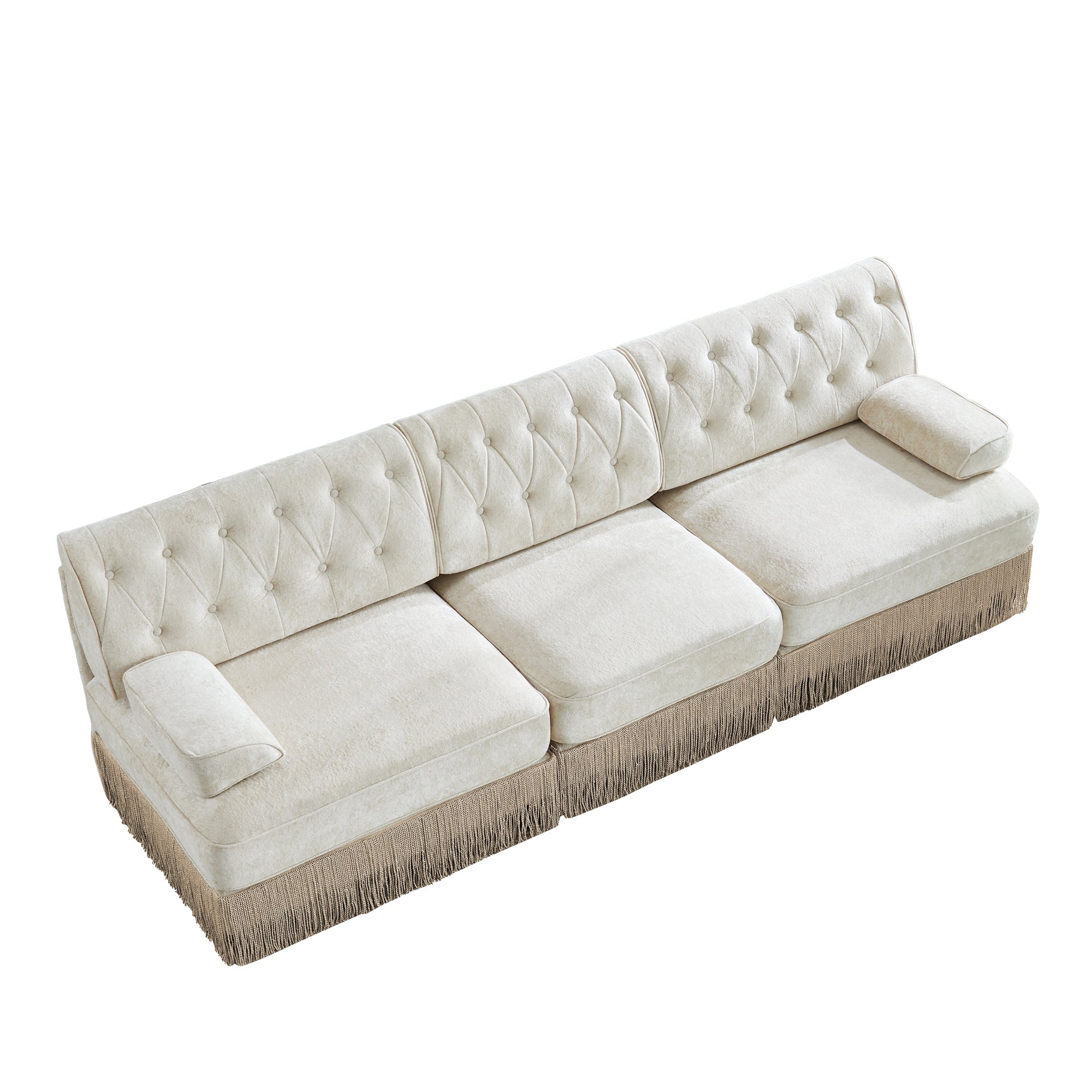 Austin Modern Velvet 3-Seater Sofa with Fringe Skirt Base