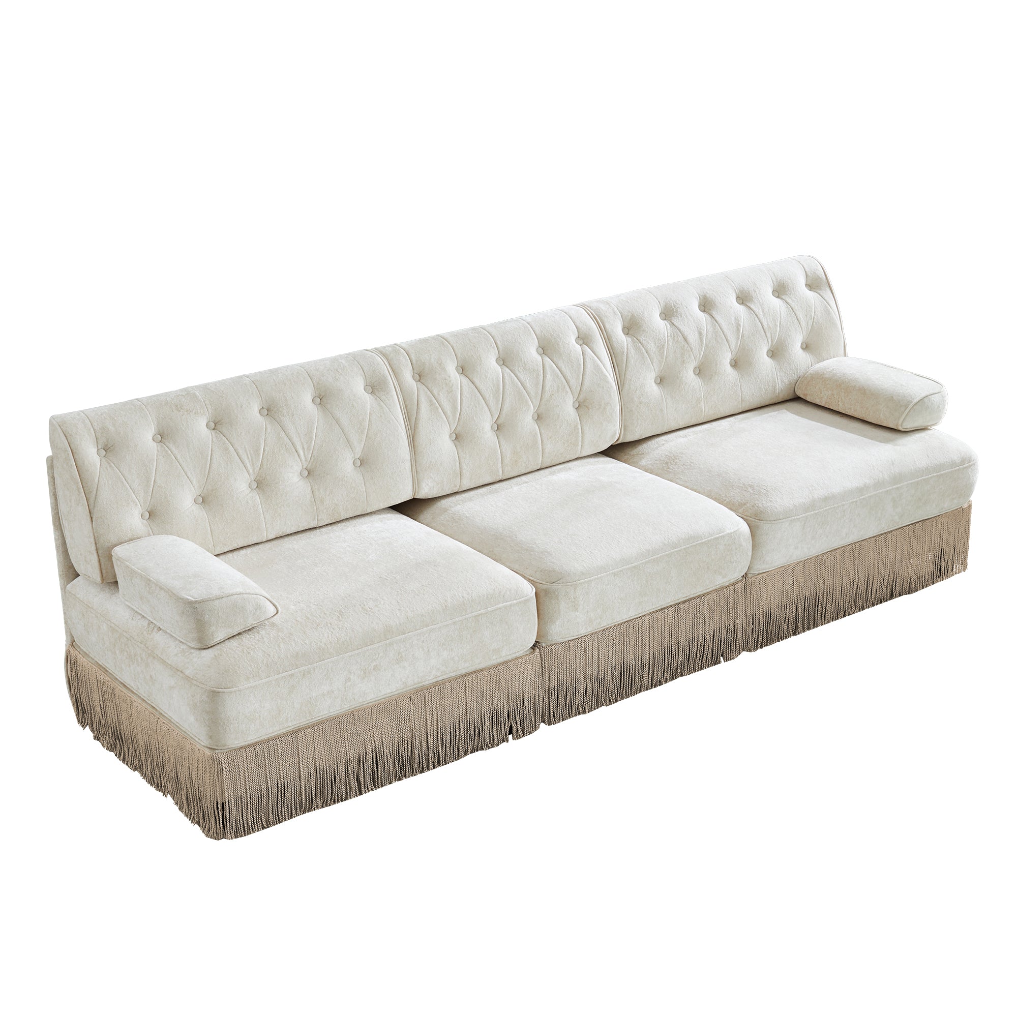 Austin Modern Velvet 3-Seater Sofa with Fringe Skirt Base