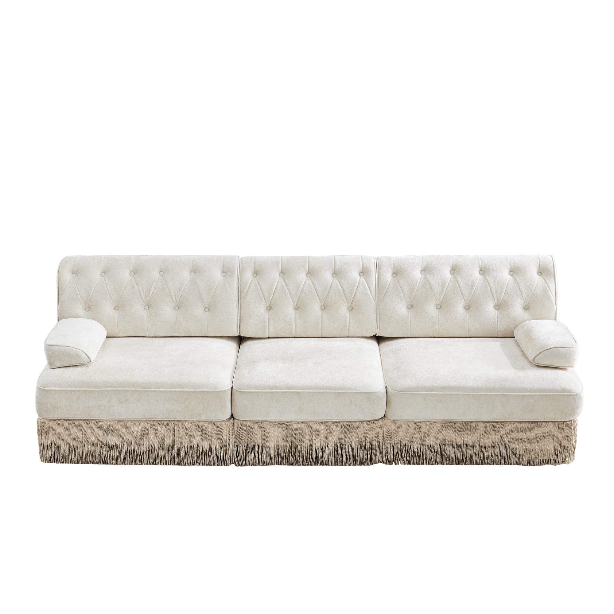 Austin Modern Velvet 3-Seater Sofa with Fringe Skirt Base