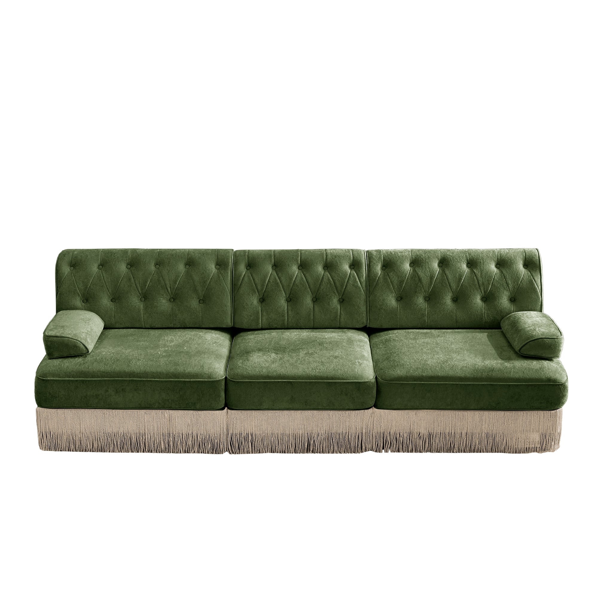Austin Modern Velvet 3-Seater Sofa with Fringe Skirt Base