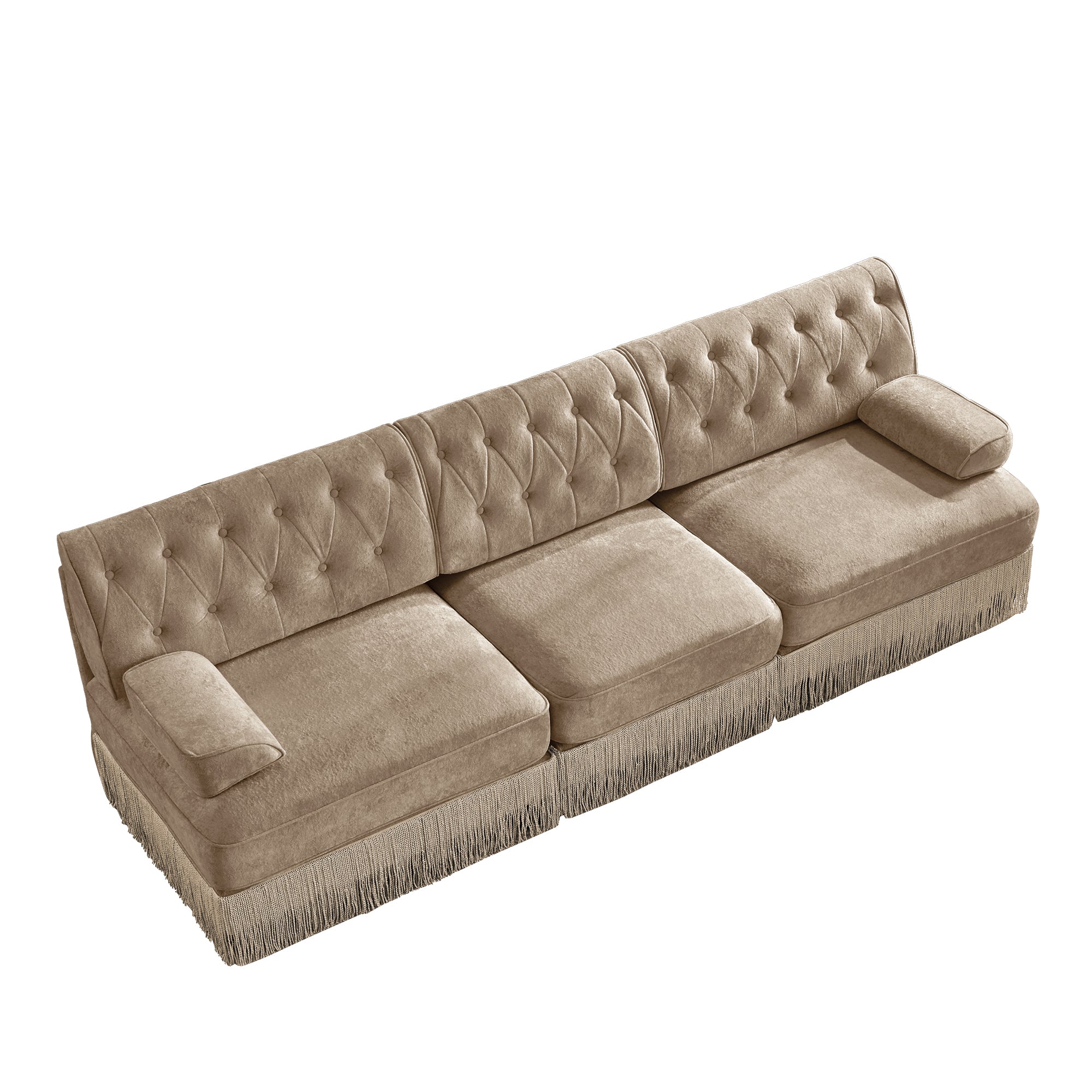 Austin Modern Velvet 3-Seater Sofa with Fringe Skirt Base