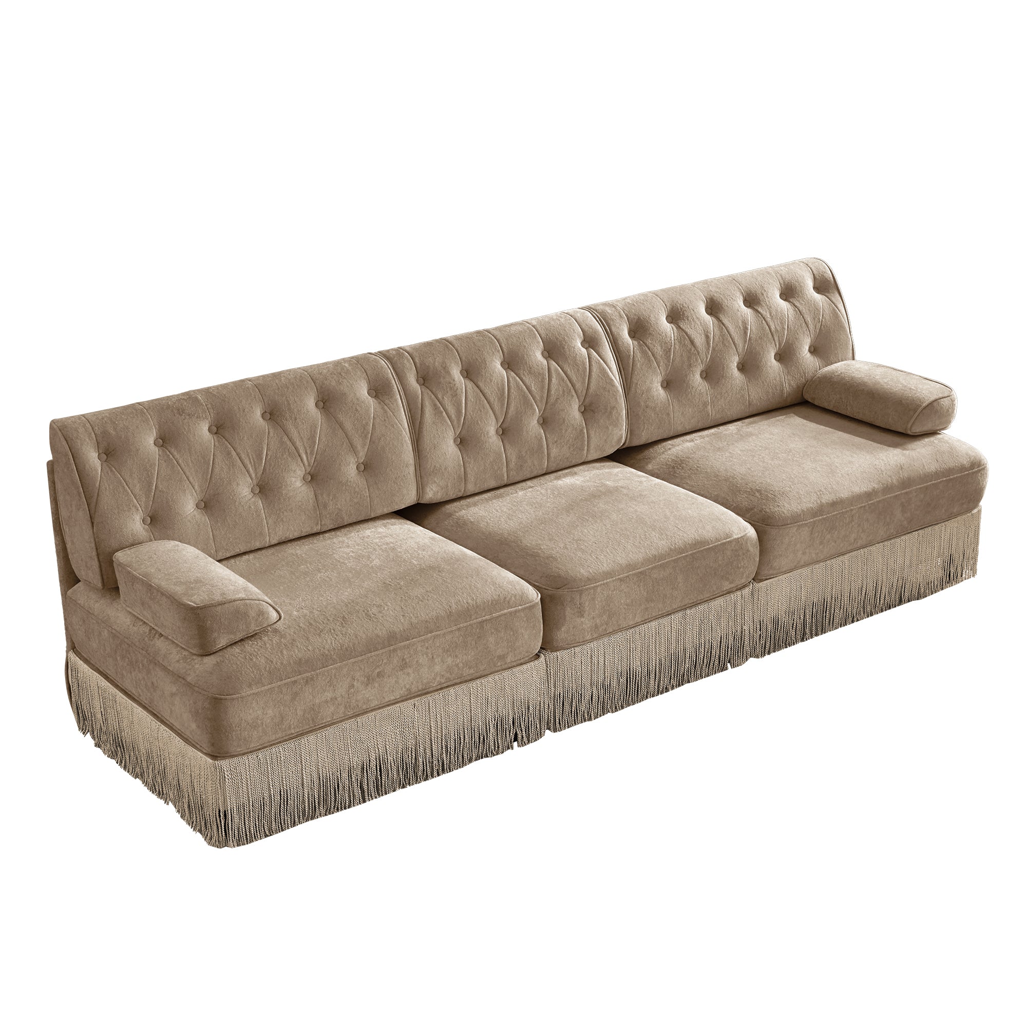 Austin Modern Velvet 3-Seater Sofa with Fringe Skirt Base