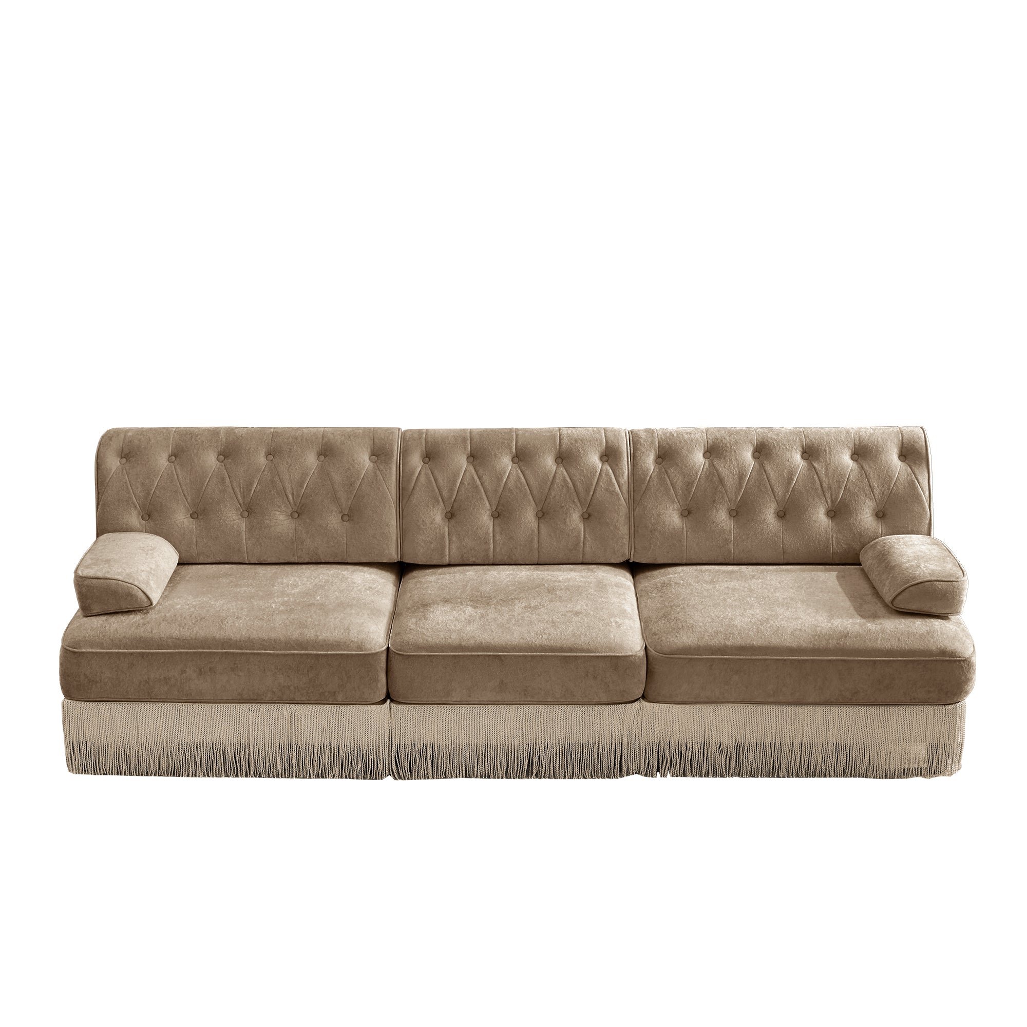 Austin Modern Velvet 3-Seater Sofa with Fringe Skirt Base