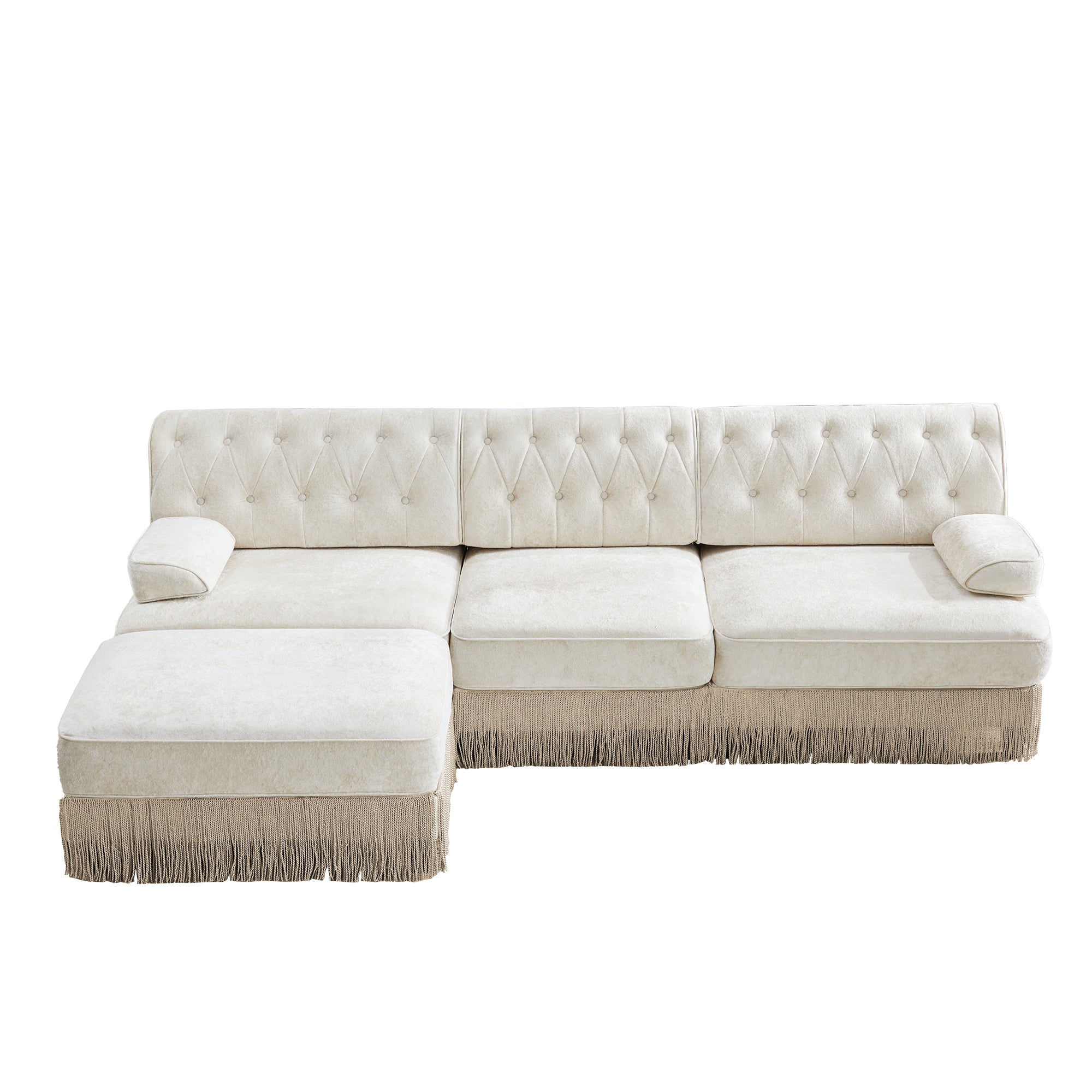 Austin 106" Tufted Modular Velvet 3-Seater Sectional Sofa with Ottoman