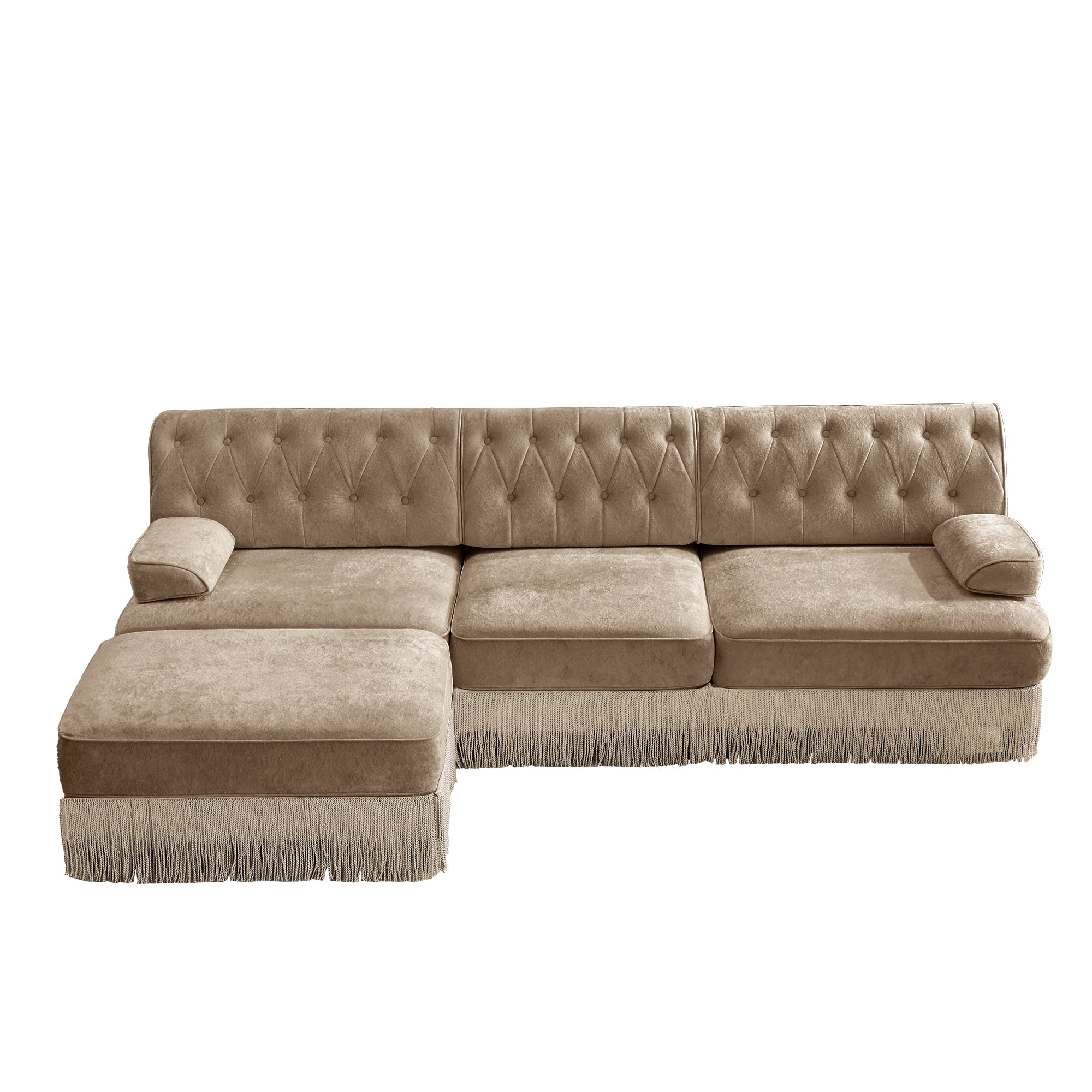 Austin 106" Tufted Modular Velvet 3-Seater Sectional Sofa with Ottoman