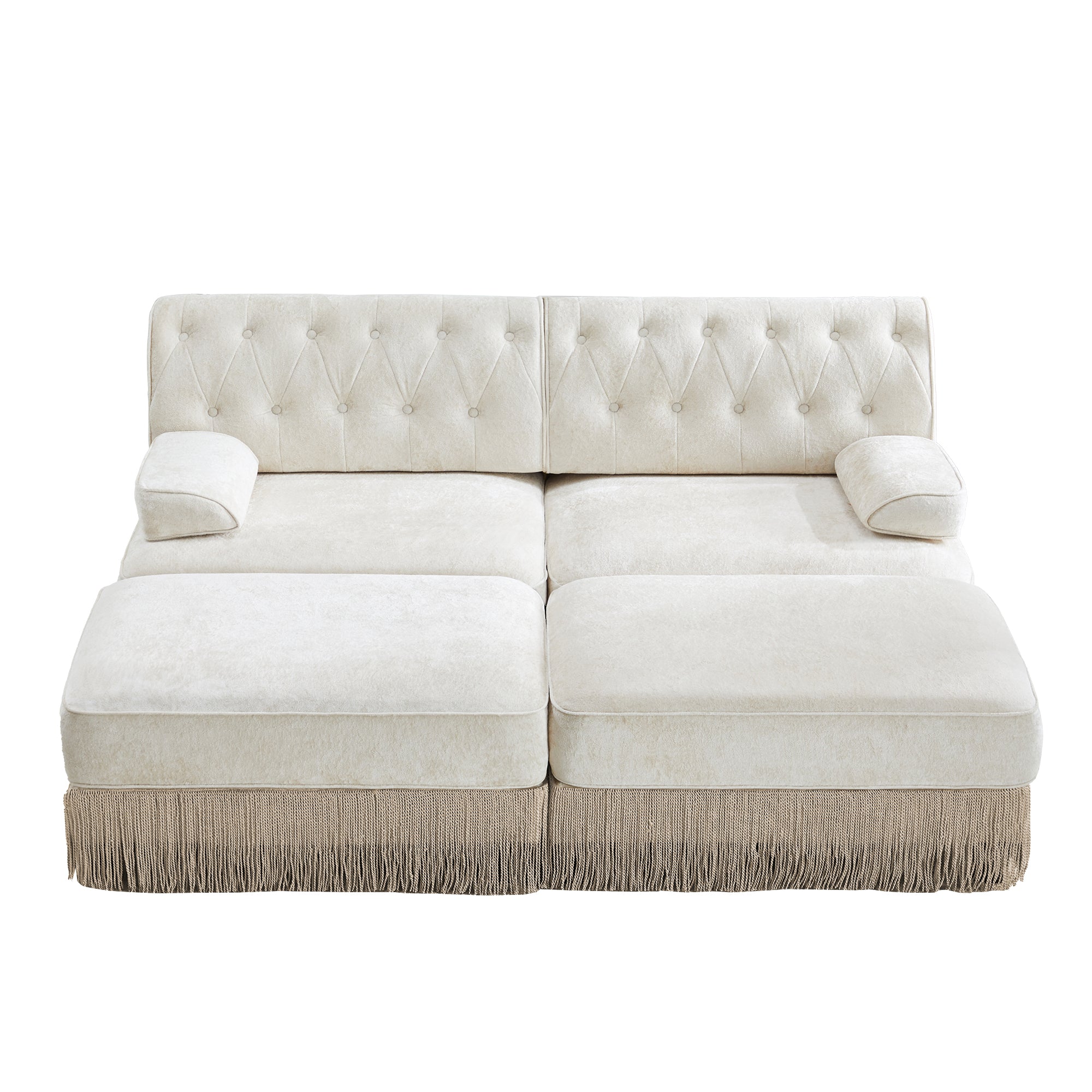 Austin 77" 4 Pieces Tufted Velvet Modular Sofa with 2 Ottomans