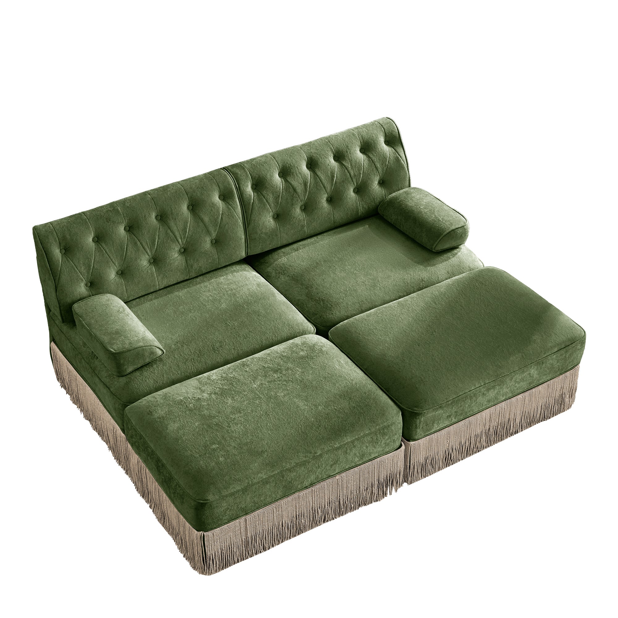 Austin 77" 4 Pieces Tufted Velvet Modular Sofa with 2 Ottomans