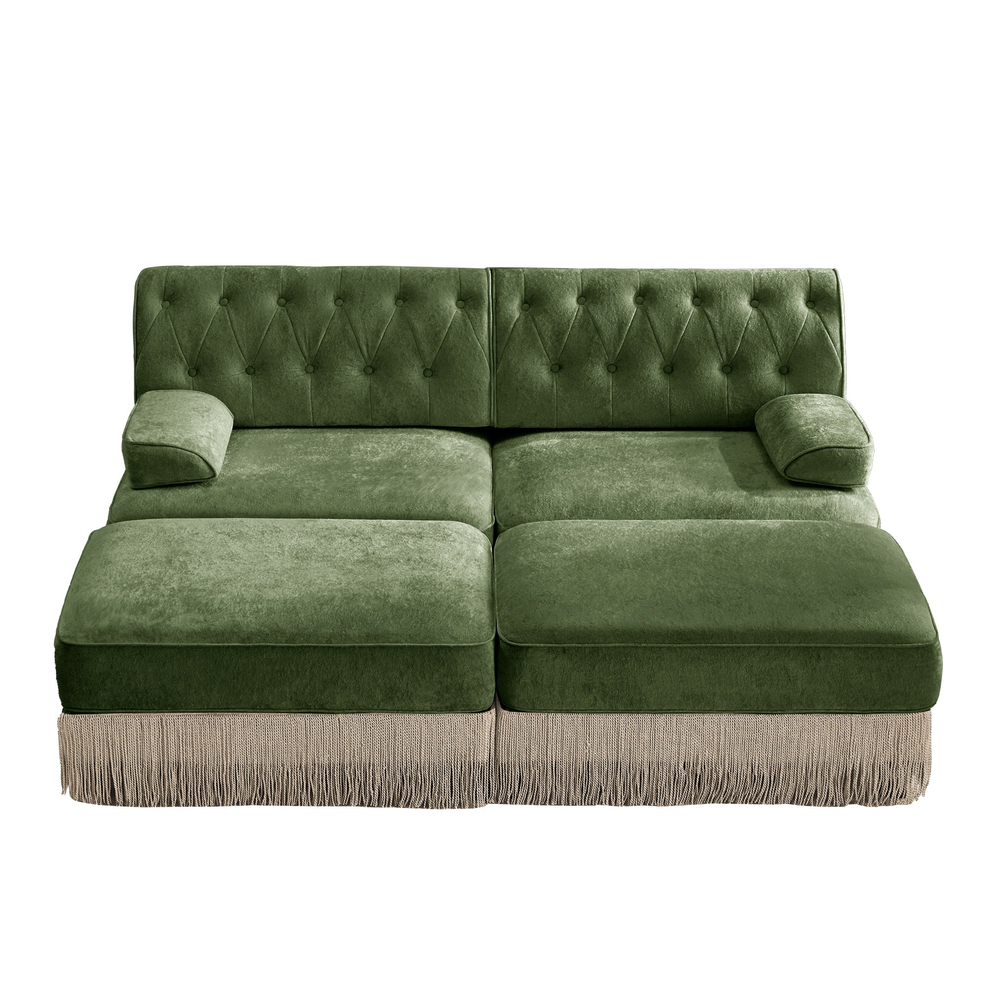 Austin 77" 4 Pieces Tufted Velvet Modular Sofa with 2 Ottomans