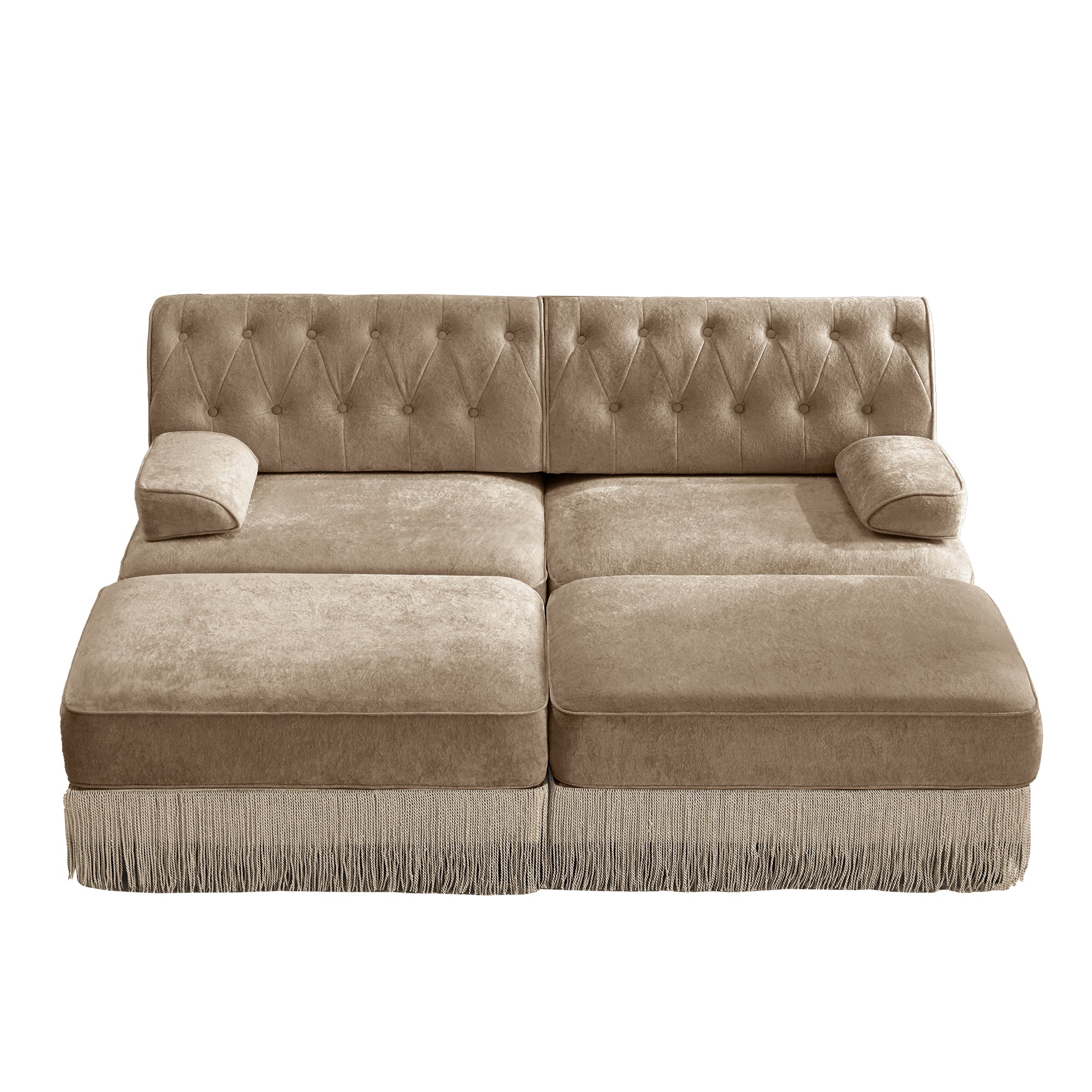 Austin 77" 4 Pieces Tufted Velvet Modular Sofa with 2 Ottomans